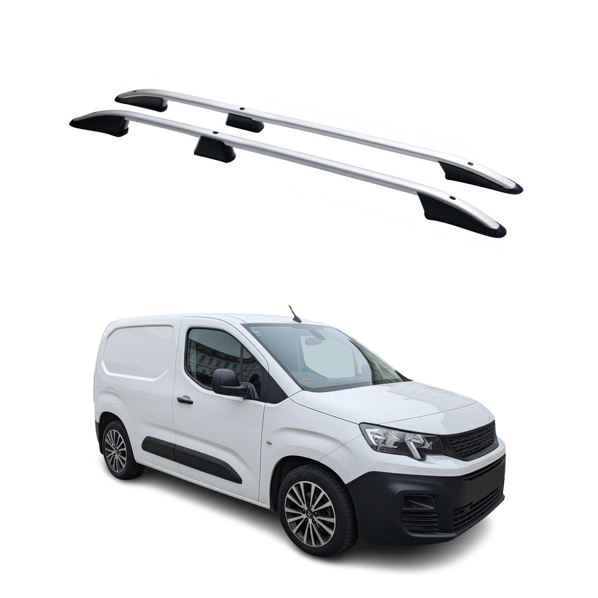 Dachreling Dachgepäckträger für Peugeot Partner 2019-2024 Kurzer Alu Grau