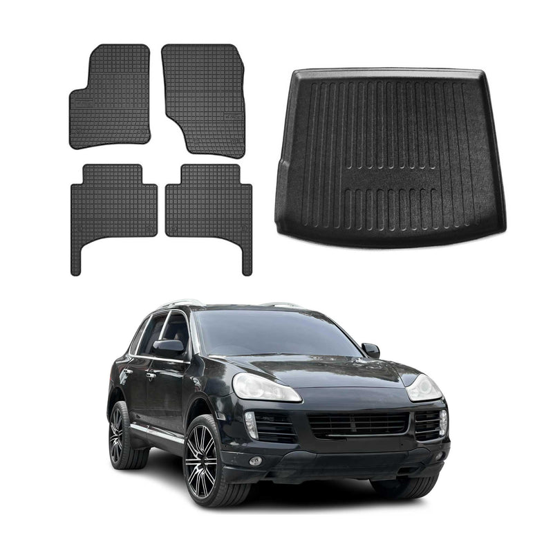 Fußmatten & Kofferraumwanne Set für VW Touareg 2003-2009 Gummi TPE Schwarz 5x