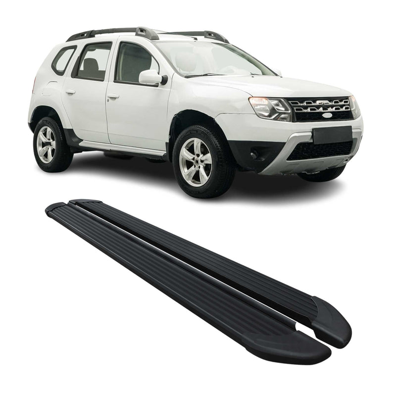 Seitenschweller Trittbretter Schweller für Dacia Duster 2010-2018 Alu Schwarz