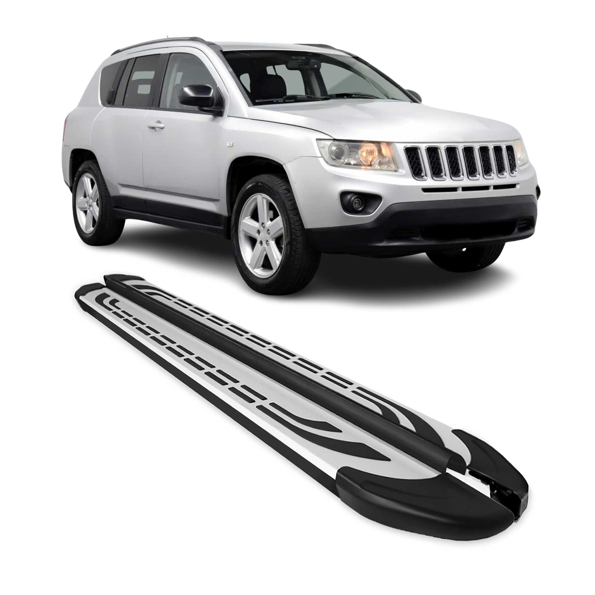 Trittbretter Seitenschweller Seitenbretter für Jeep Compass 2011-16 Schwarz Alu