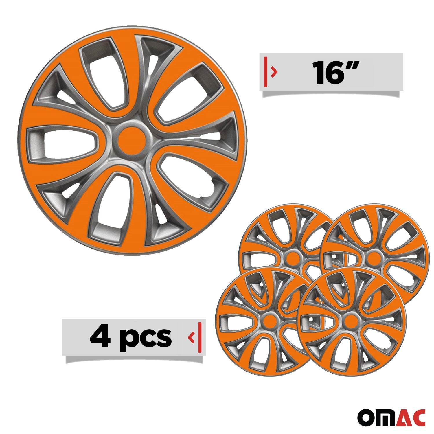 4 Stück Radblenden Radkappen Radzierblenden 16 Zoll Stahlfelgen Orange 4x