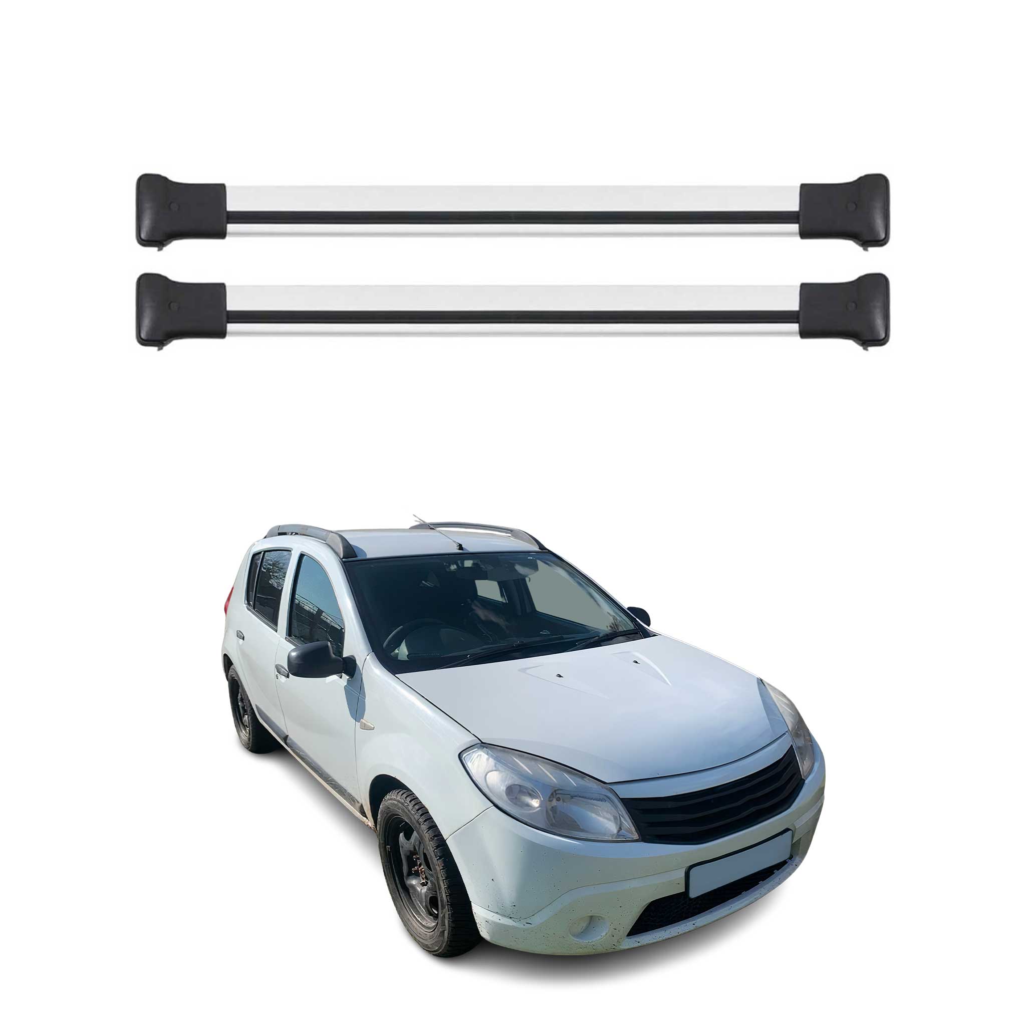 Dachträger Grundtäger für Dacia Sandero Stepway 2008-2012 75kg Alu Silber 2 tlg
