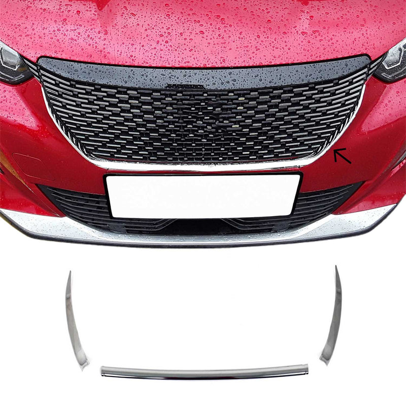 Kühlergrill Leisten Grillleisten für Peugeot 2008 2020-2025 Edelstahl Silber 3x
