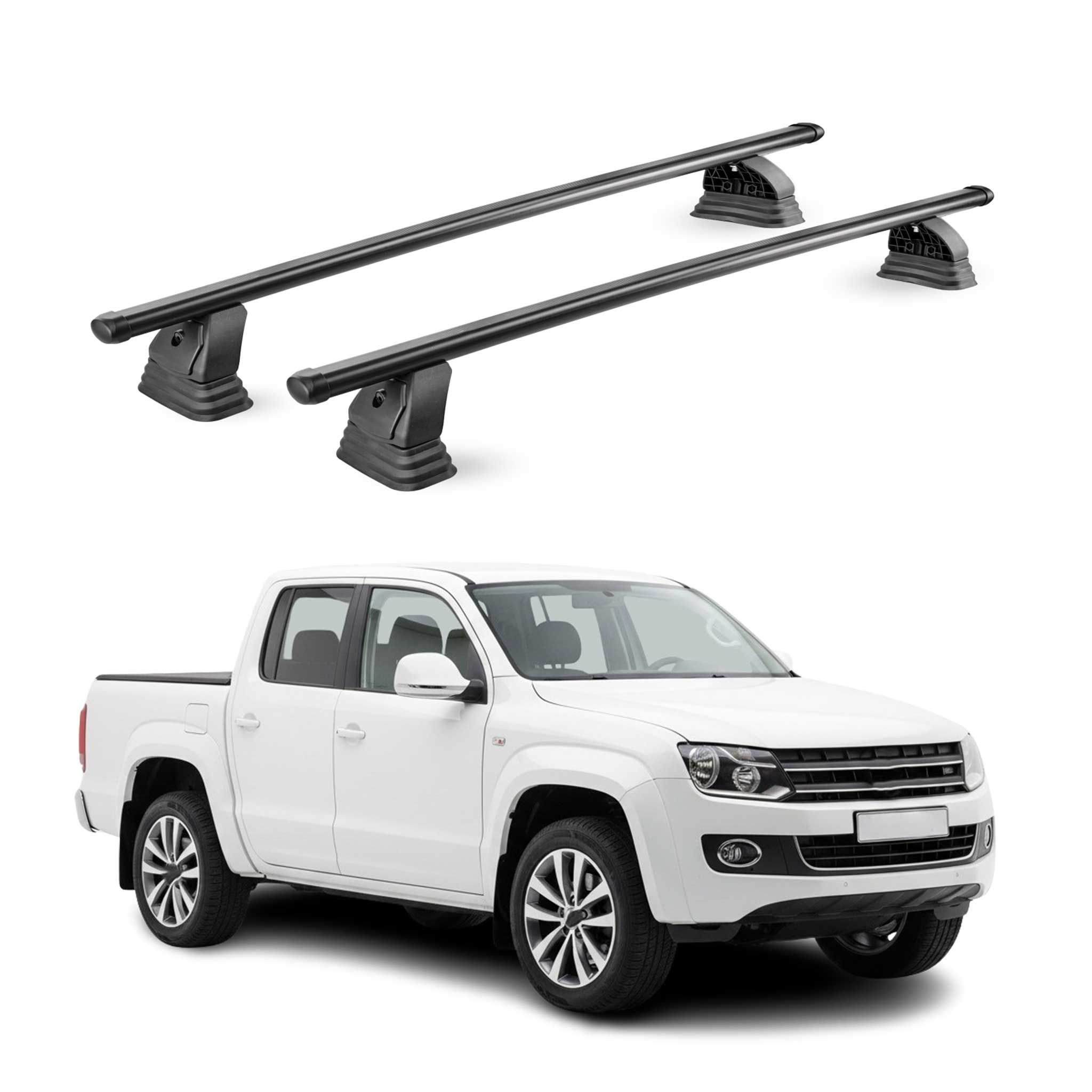 Stahl Dachträger für VW Amarok I 2010-2020 TÜV Abschließbar 75 kg 2tlg Schwarz