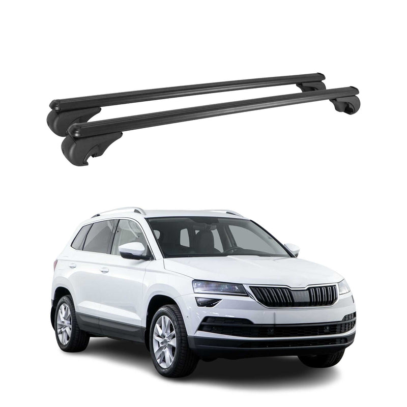 Dachträger Grundtäger für Skoda Karoq 2017-2025 75kg Aluminium Schwarz 2 tlg