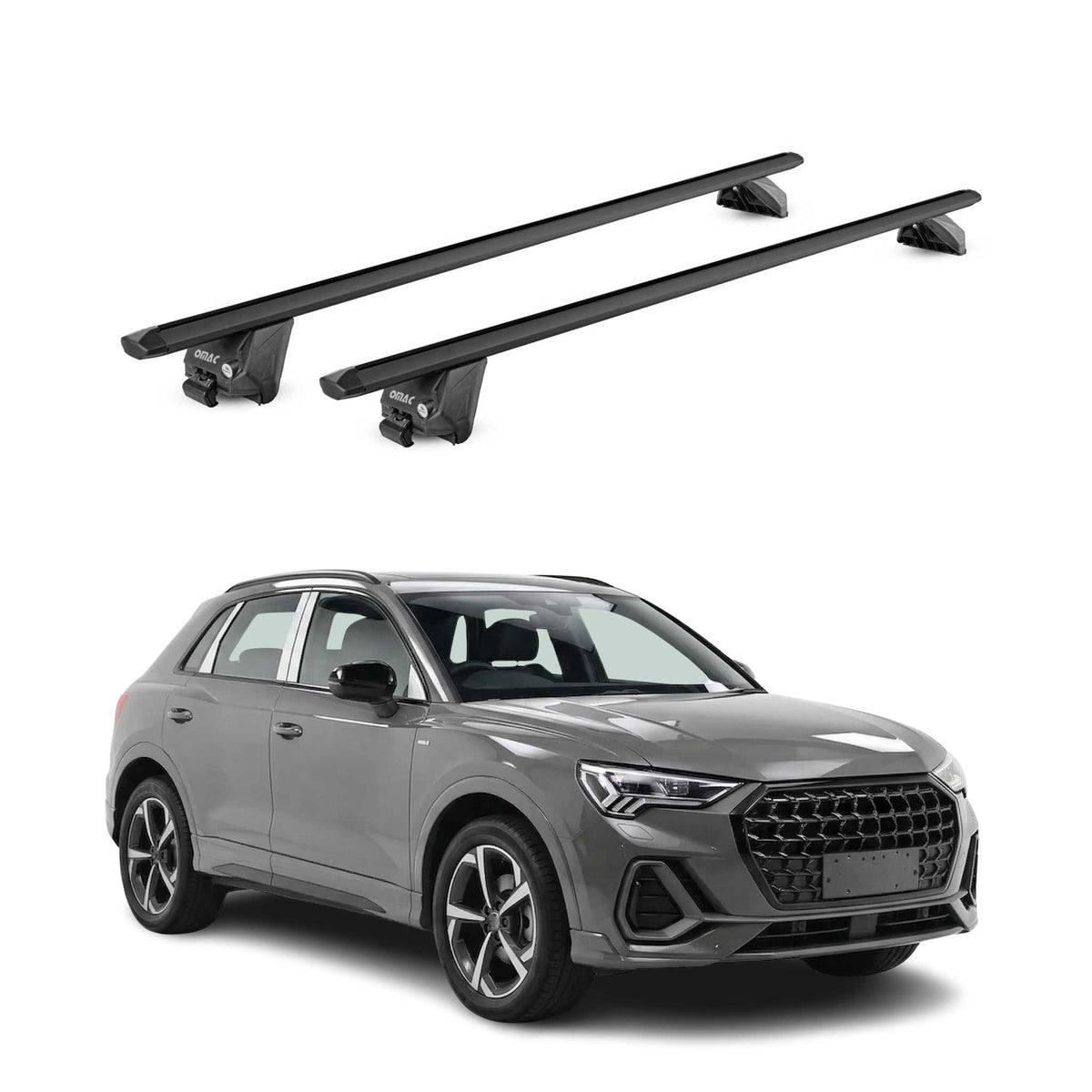 Dachträger Grundtäger für Audi Q3 F3 2018-2025 100kg Alu Schwarz 2 tlg ABE