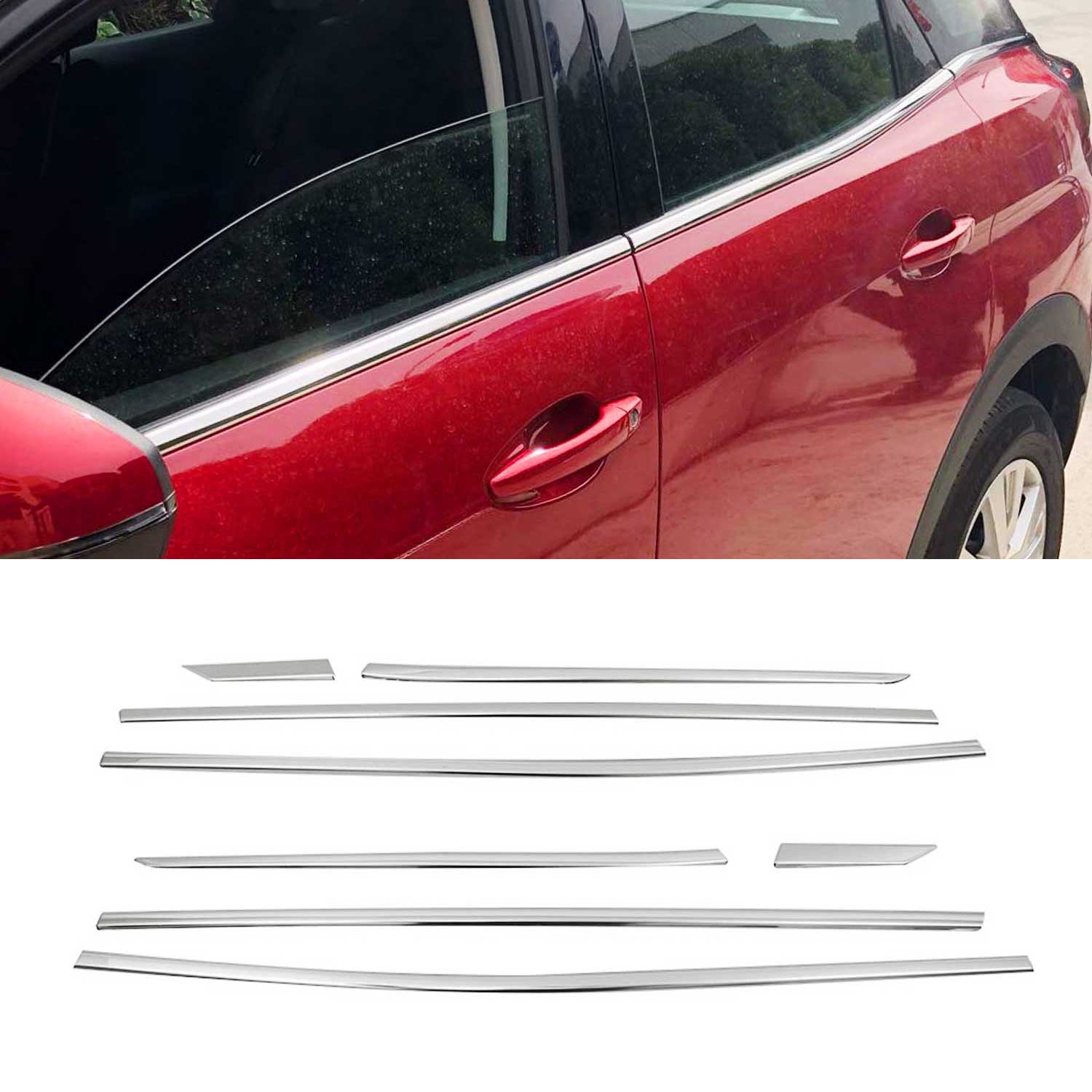 Fensterleisten Zierleisten für Peugeot 3008 2016-2024 Edelstahl Chrom 8tlg