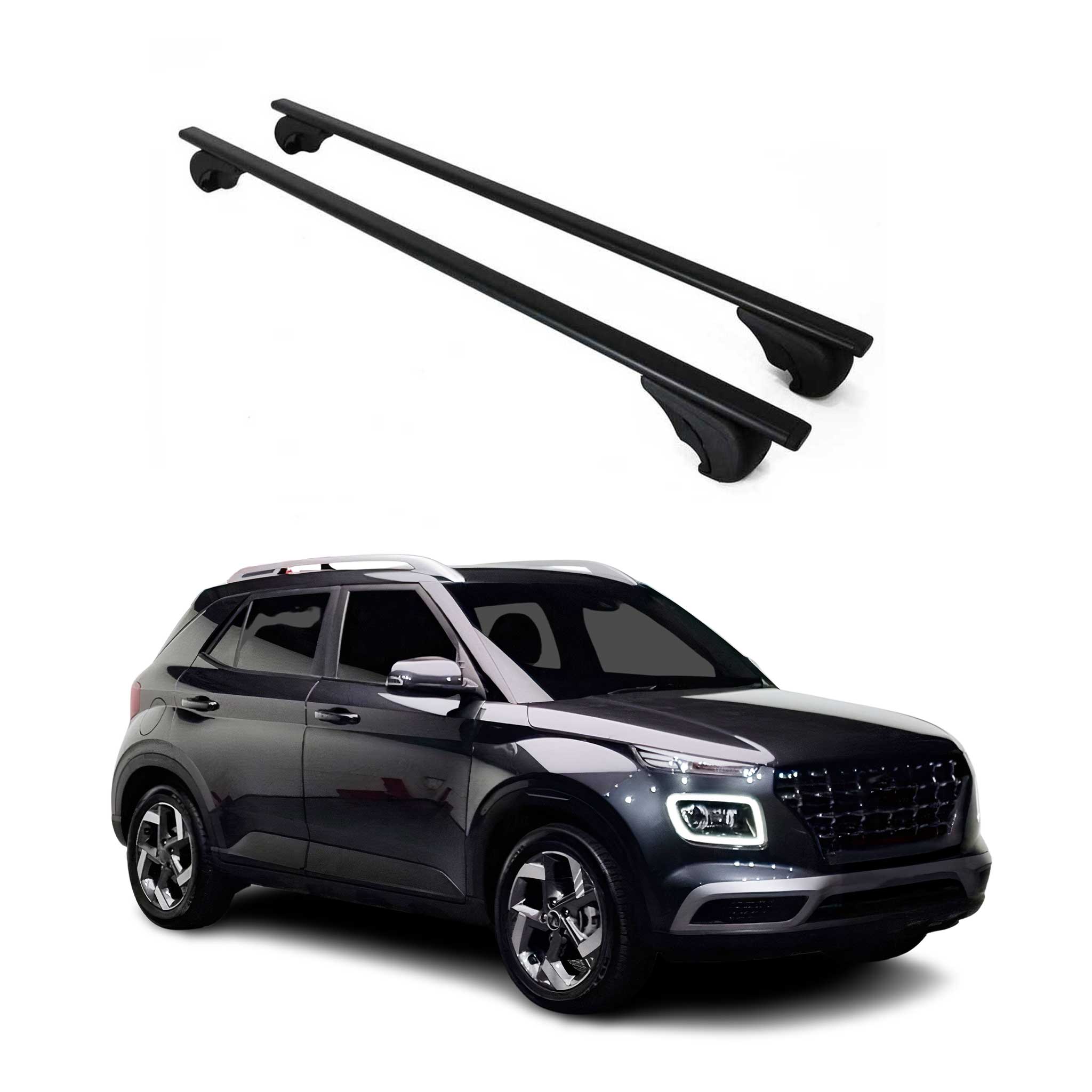 Dachträger Grundtäger für Hyundai Venue 2020-2026 75kg Metall Schwarz 2 tlg