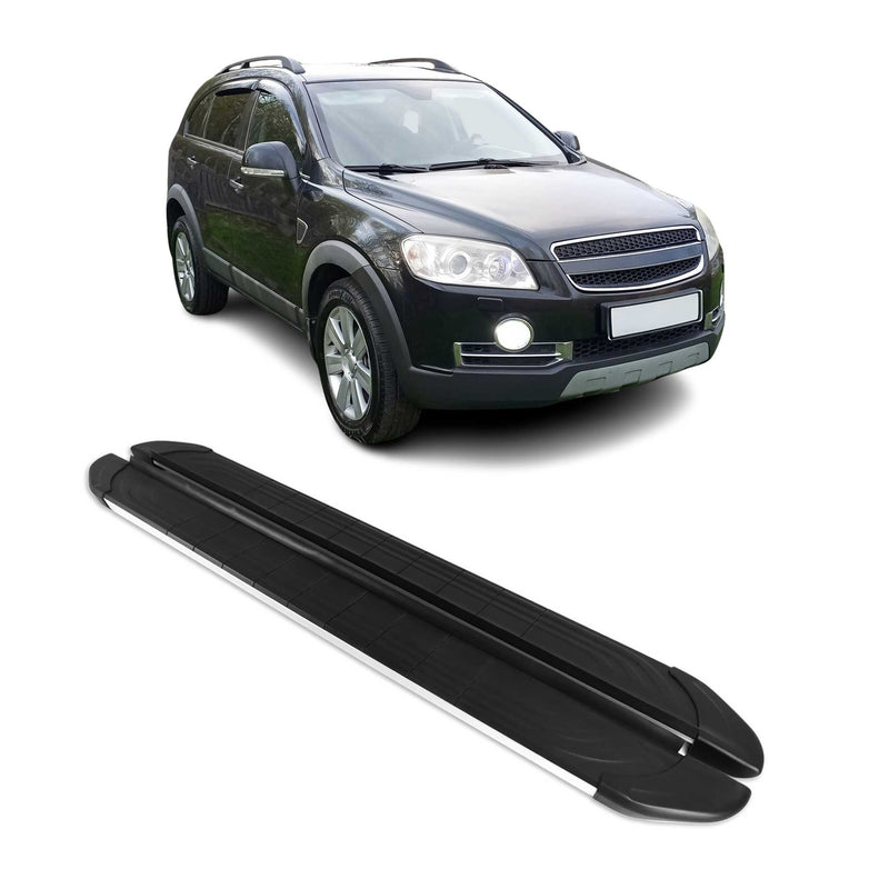 Trittbretter Seitenbretter für Chevrolet Captiva C100 C180 2006-2017 Schwarz Alu