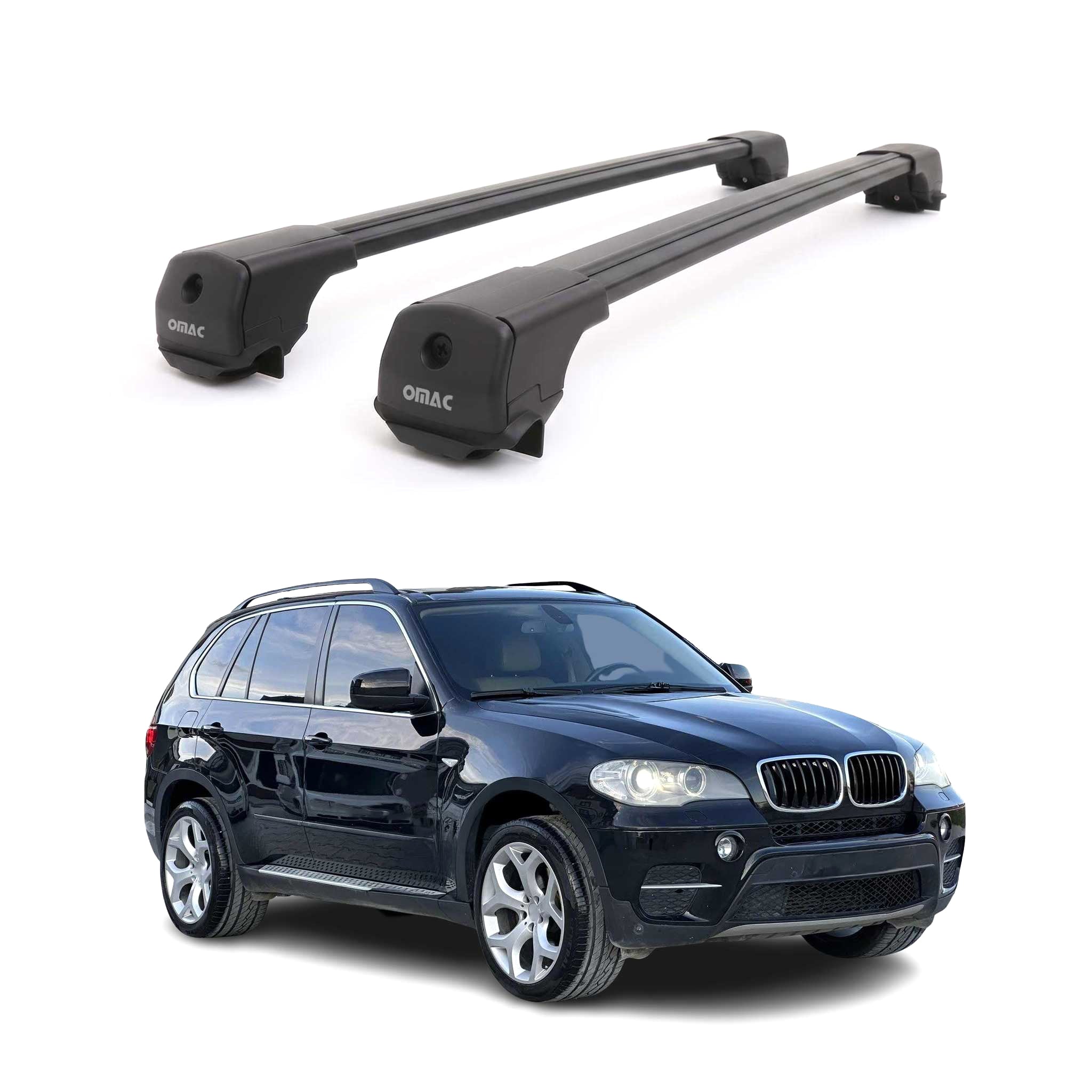 Dachträger Grundträger für BMW X5 E70 2006-2013 Aluminium 75kg Schwarz 2tlg