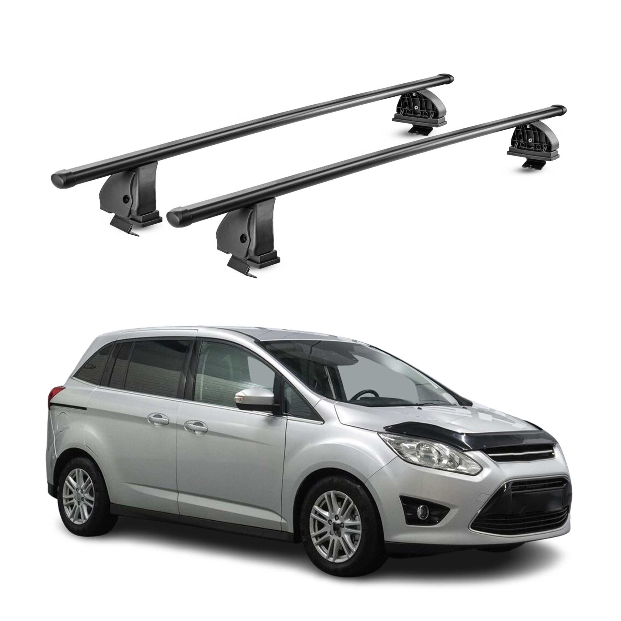 Stahl Dachträger für Ford C-Max II 2010-2019 TÜV Abschließbar 2tlg Schwarz
