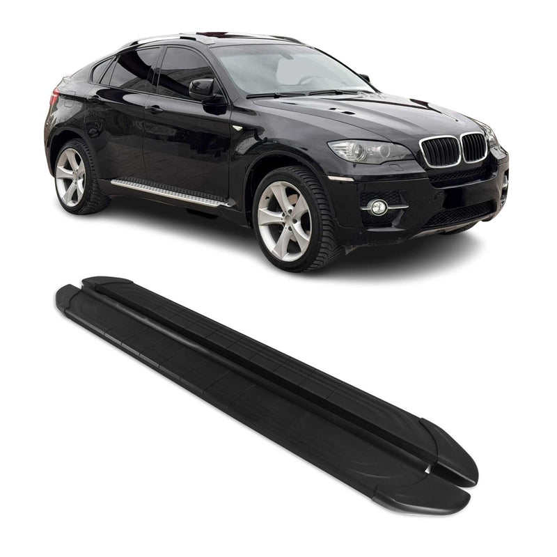 Seitenschweller Trittbretter für BMW X6 2008-2014 Schwarz Aluminium 2 tlg
