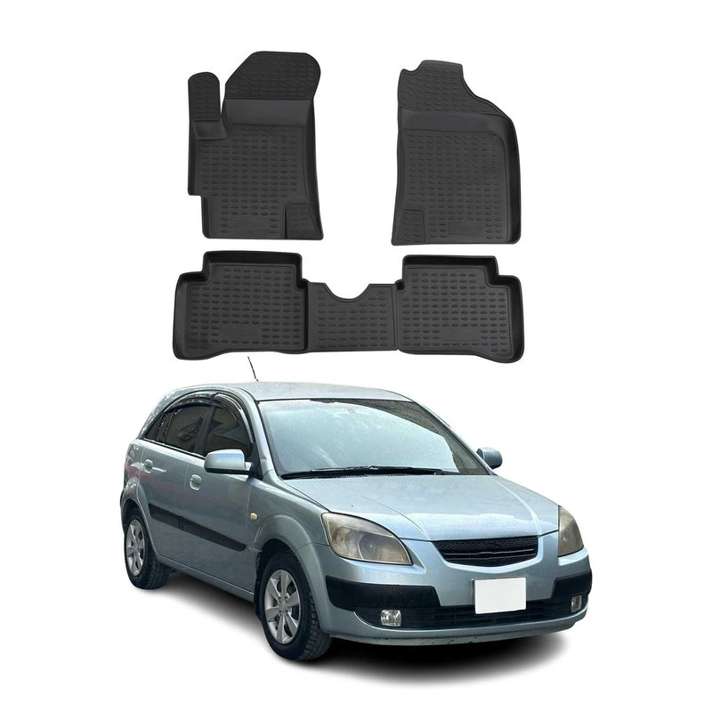 OMAC Gummimatten Fußmatten für Kia Rio 2005-2011 TPE Automatten Schwarz 4x
