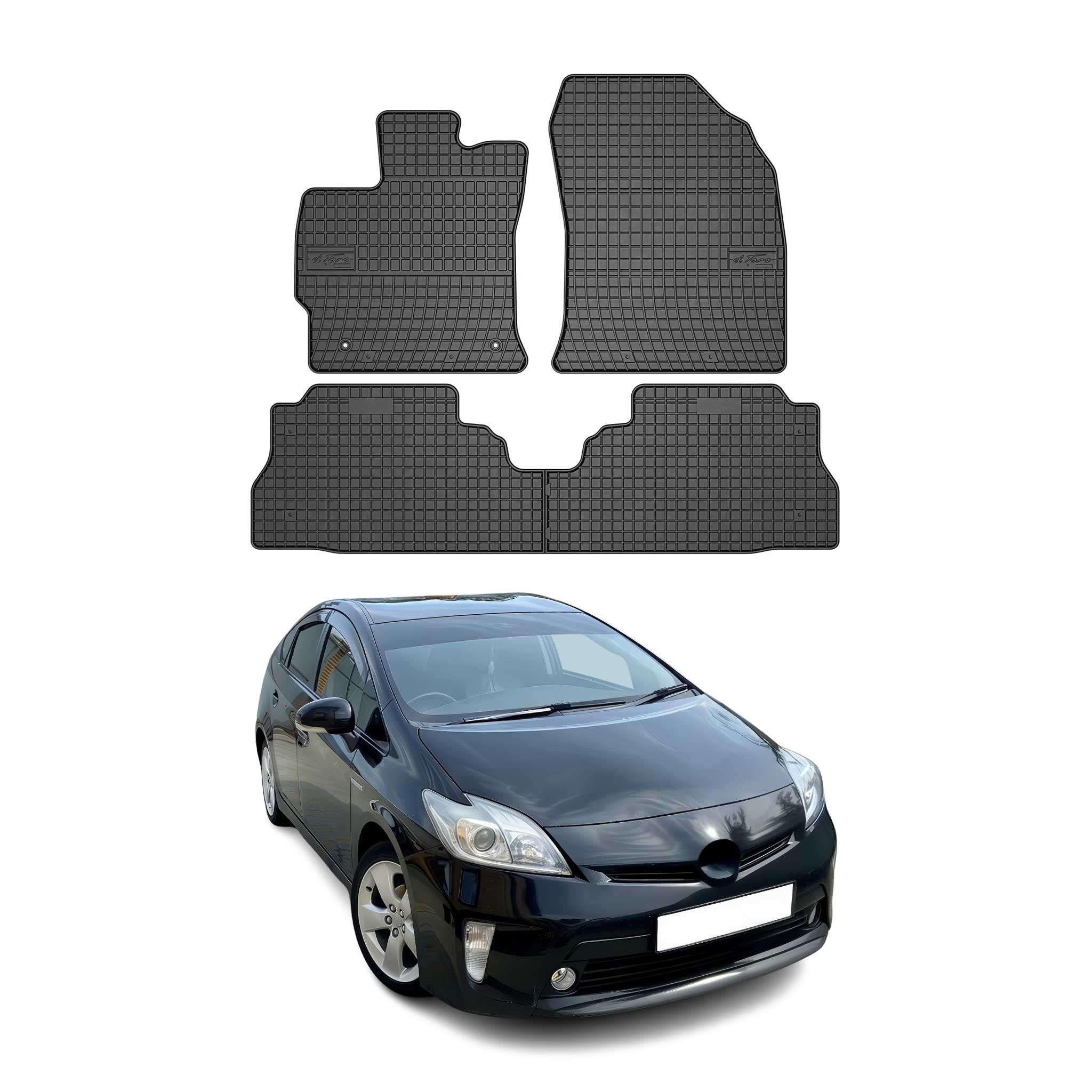 OMAC Gummi Fußmatten für Toyota Prius Plus 2011-2015 Automatten Gummi Schwarz 4x