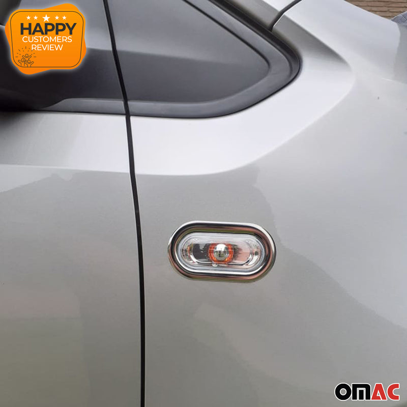 Blinkerrahmen Seitenblinker für VW Amarok 2010-2021 Edelstahl Silber 2x