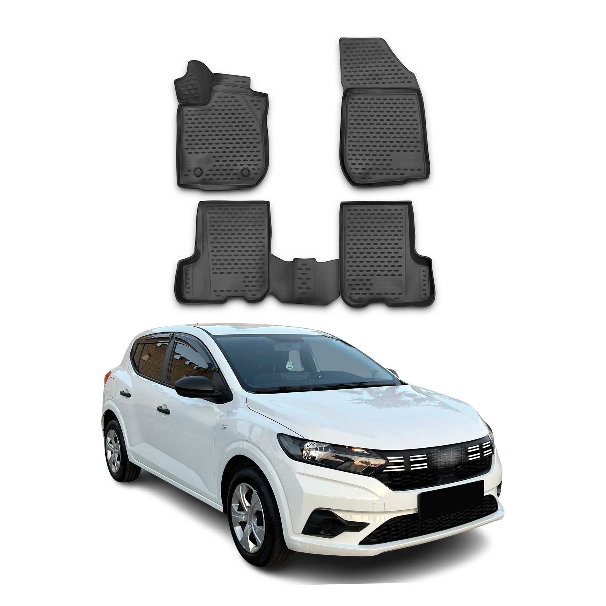 OMAC Gummimatten Fußmatten für Dacia Sandero 2012-2020 TPE Automatten Schwarz 4x