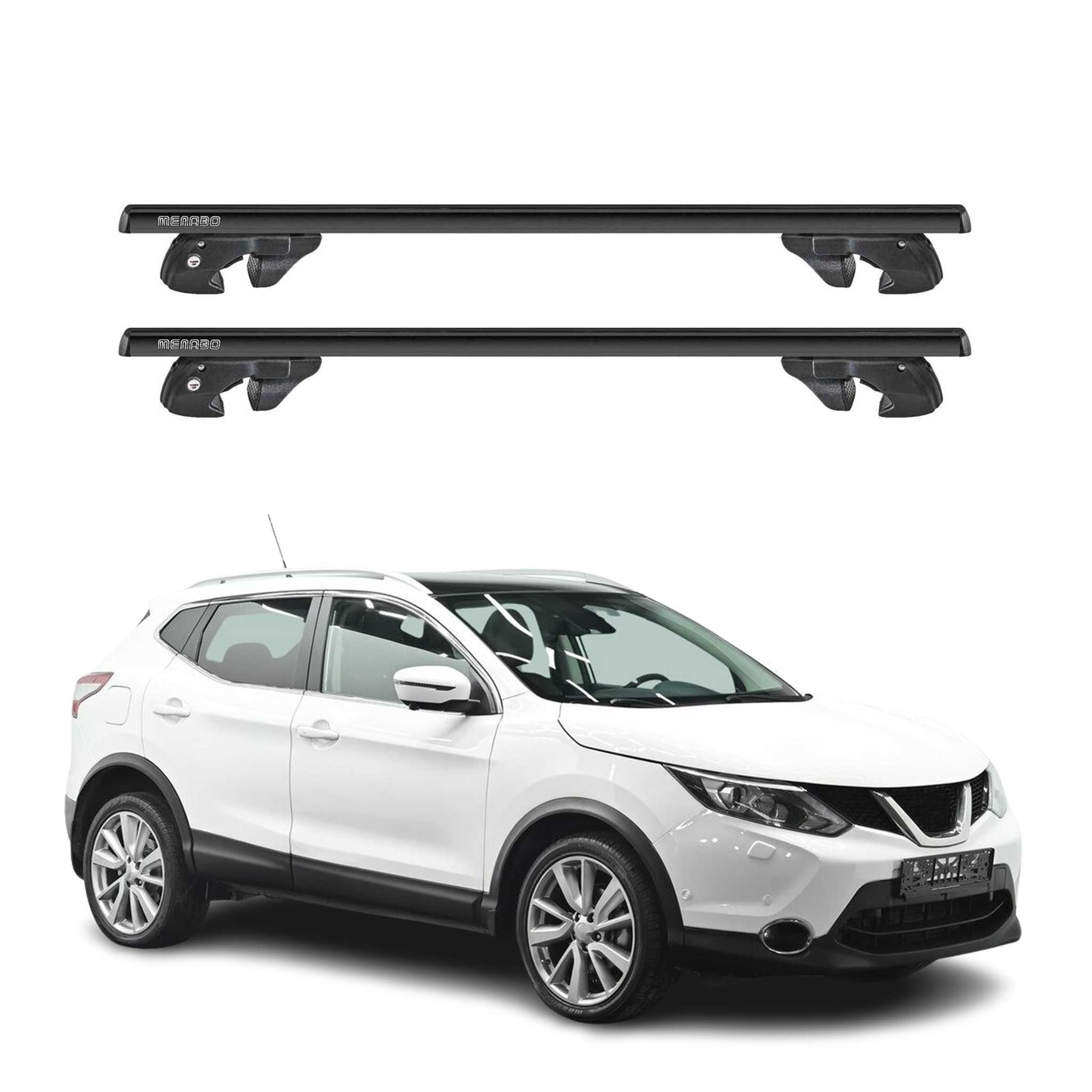 Dachträger Grundtäger für Nissan Qashqai J11 2013-2017 Pre-FL Alu TÜV Schwarz 2x