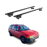 Dachträger Grundtäger für Ford Escort Kombi 1993-2000 90kg Alu Schwarz 2 tlg ABE