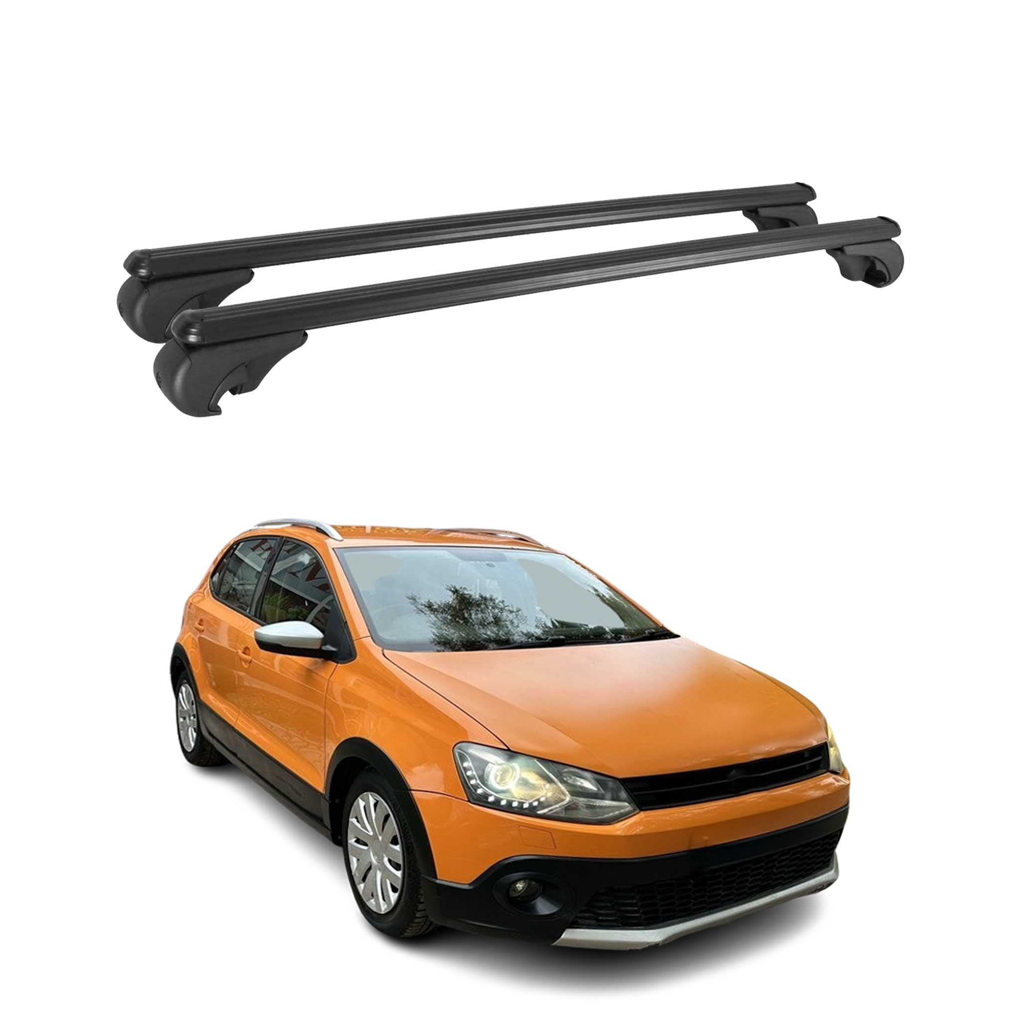 Dachträger für VW Polo 2009-2017 Gepäckträger Grundträger Aluminium Schwarz 2tlg