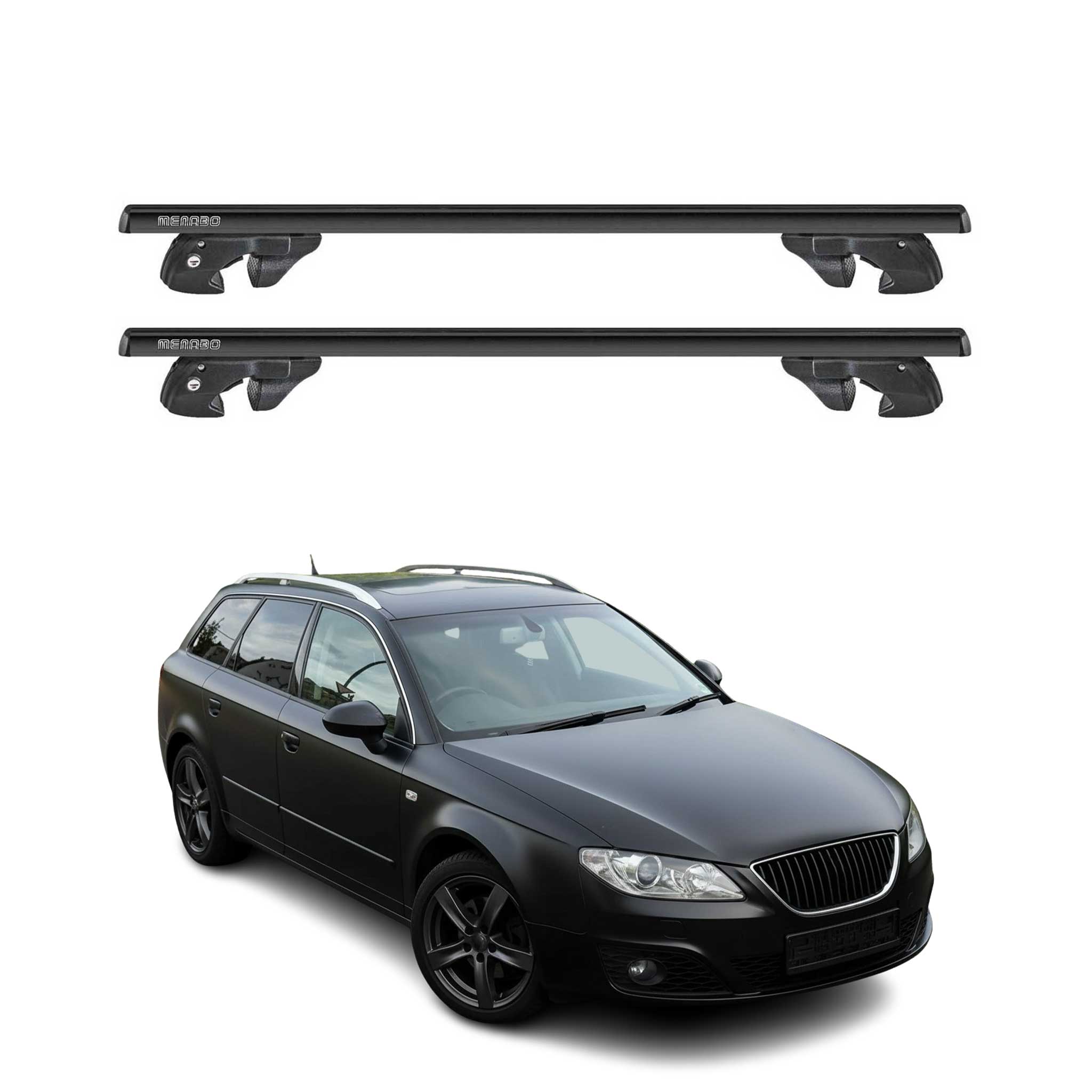 Dachträger Grundtäger für Seat Exeo Kombi 2008-2013 Alu 90kg TÜV Schwarz 2tlg