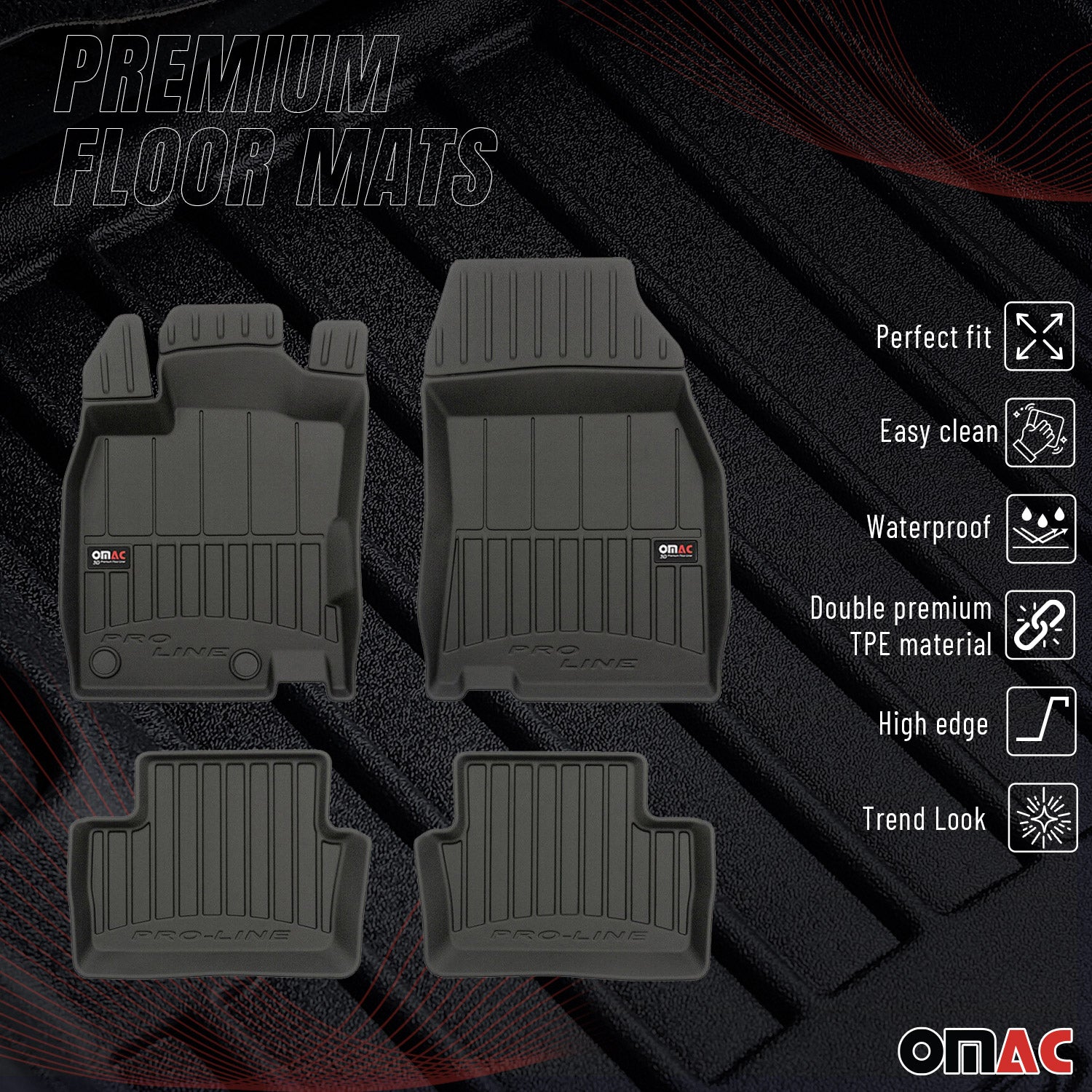 OMAC Gummi Fußmatten für Renault Kadjar 2015-2022 Premium TPE Automatten 4tlg