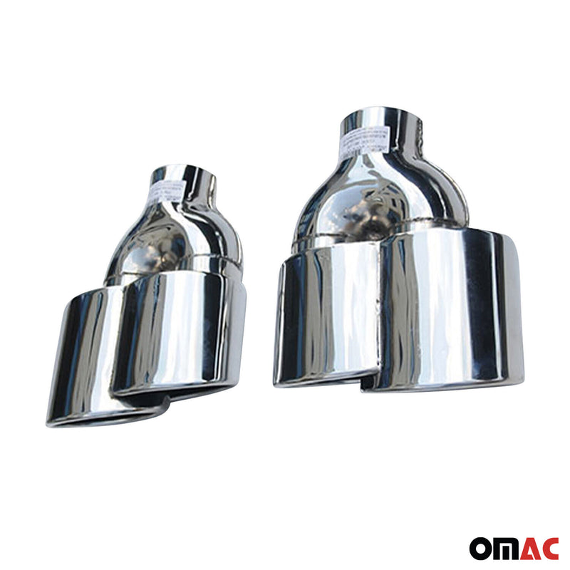 Auspuffblende Chrom 190*80 Edelstahl Silber Rechts und Links 2 tlg