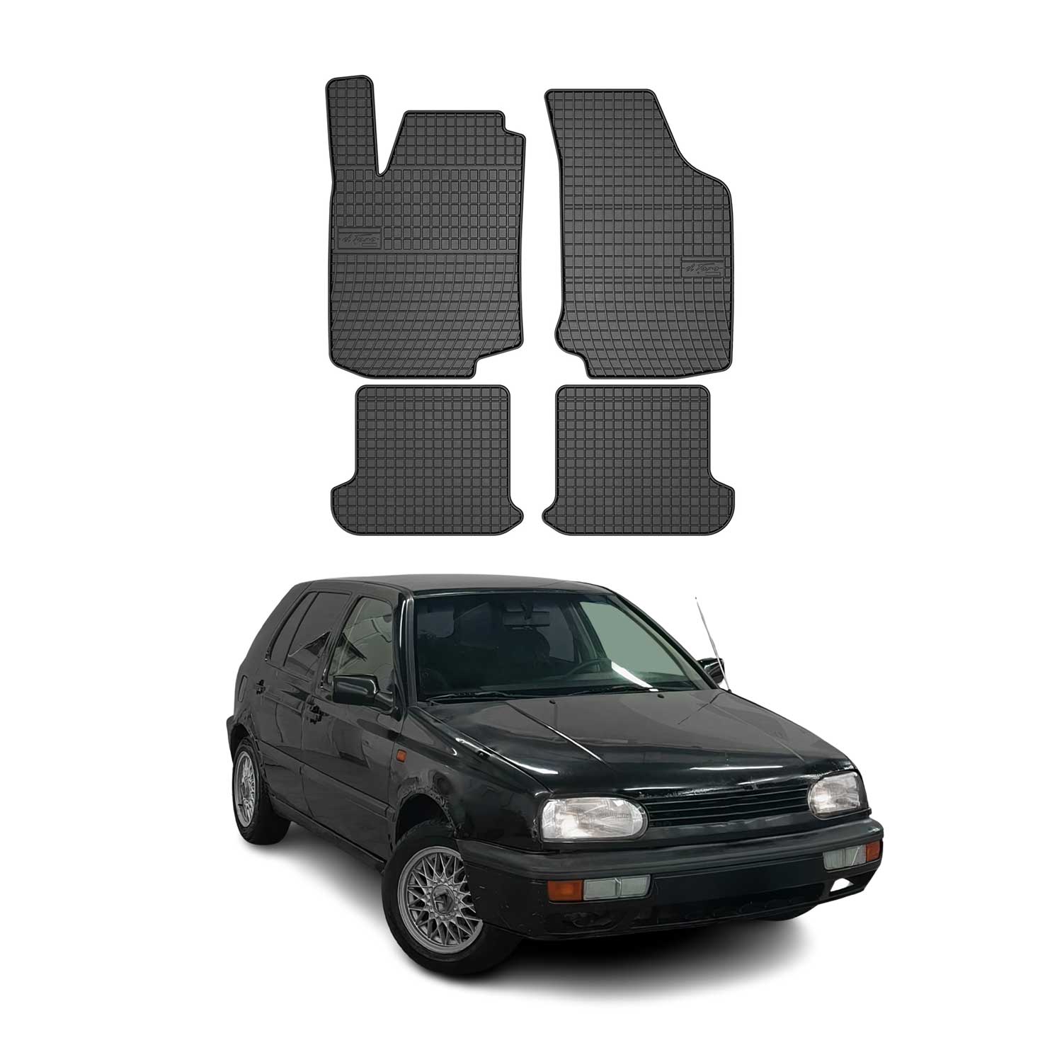 OMAC Gummi Fußmatten für VW Golf 1991-1999 Automatten Gummi Schwarz 4tlg