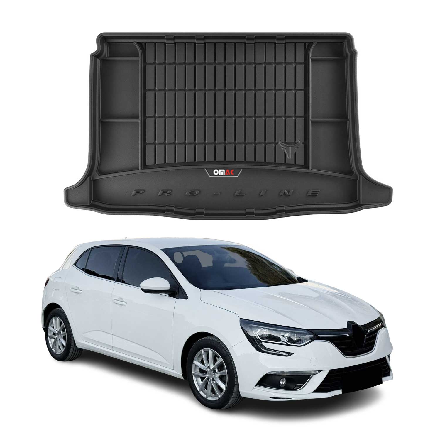 OMAC Gummi Kofferraumwanne für Renault Megane Schrägheck 2016-2022 TPE Schwarz