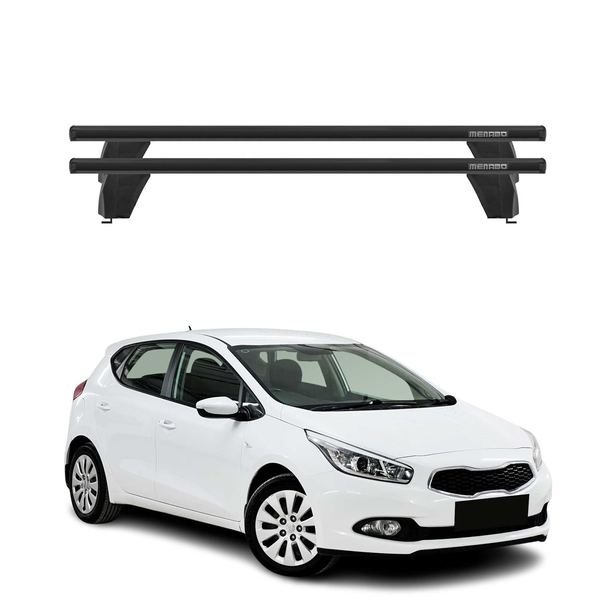 Menabo Dachträger Grundtäger für Kia Ceed 2012-2018 75kg Aluminium Schwarz 2 tlg