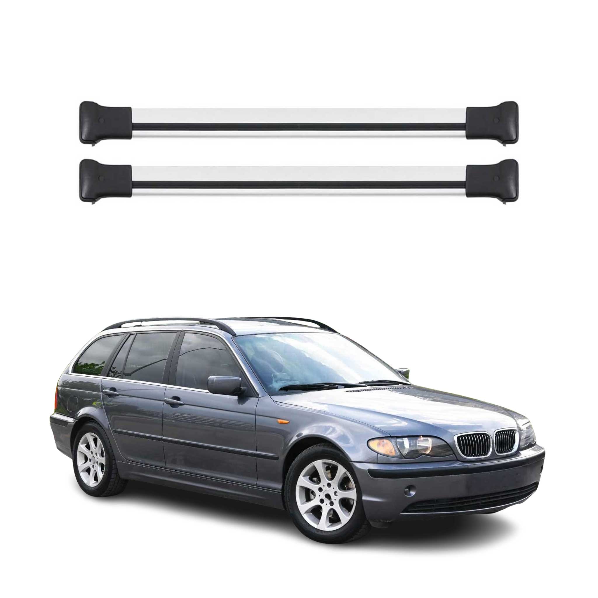 Dachträger Grundtäger für BMW 3er E46 Touring 1999-2007 75kg Alu Silber 2 tlg