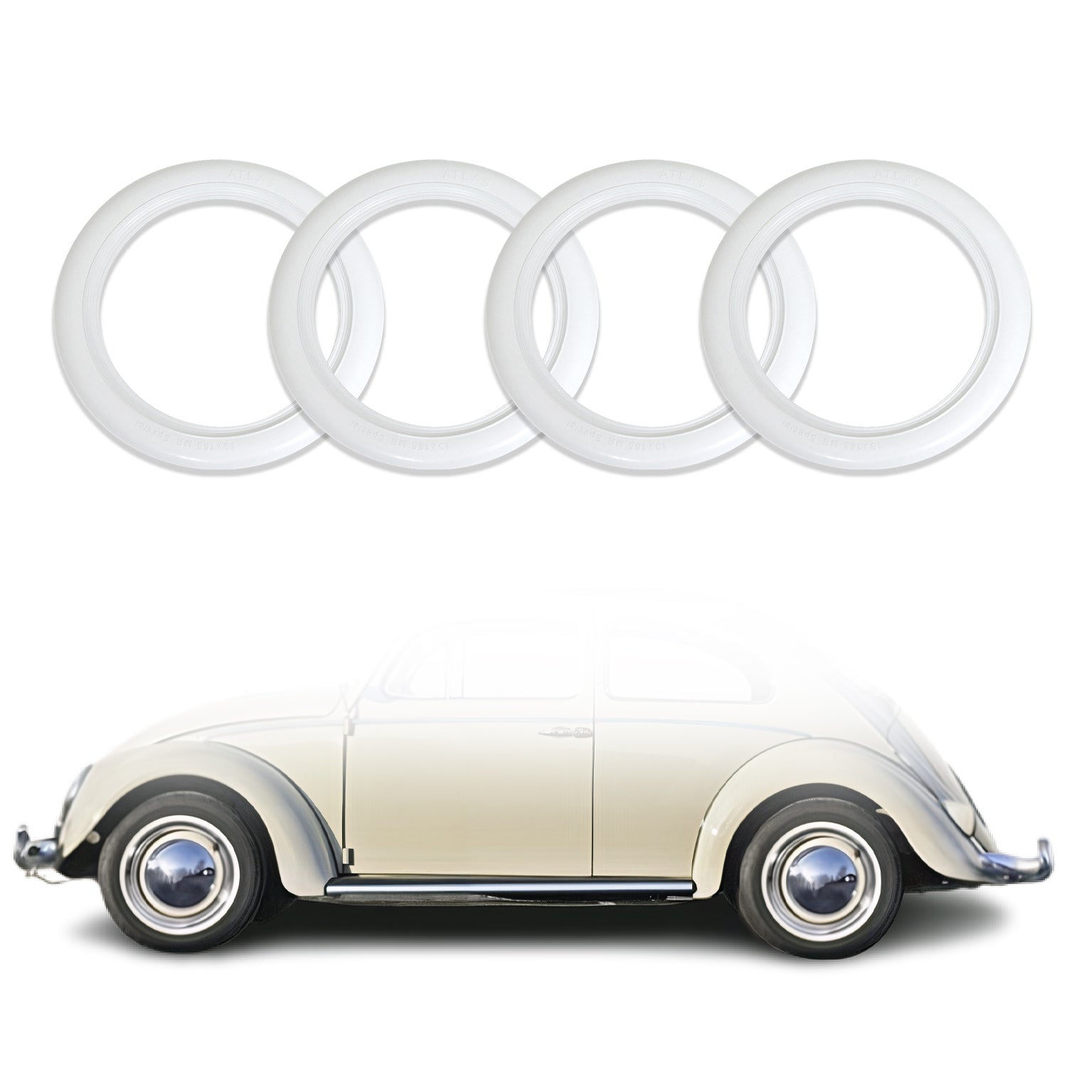 4x Weißwandringe Weißwandreifen 14 Zoll Weiß Echt Gummii Auto Tuning