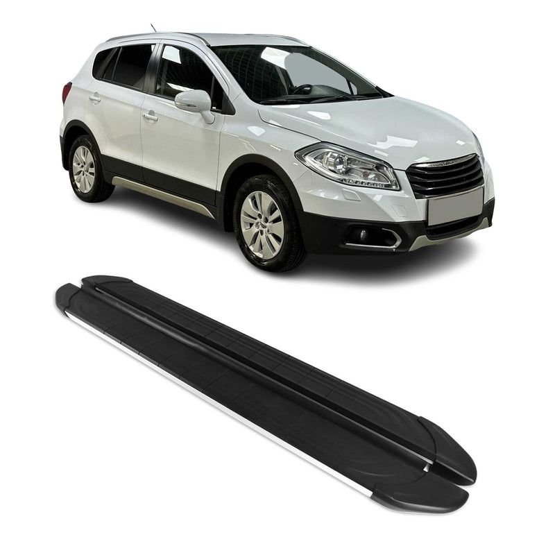 Trittbretter Seitenschweller für Suzuki S Cross 2013-2017 Aluminium Schwarz Grau