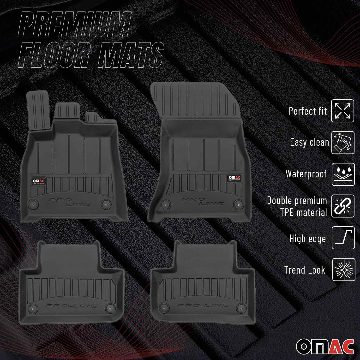 OMAC Gummi Fußmatten für Audi Q5 FY 2017-2024 Premium 3D Automatten Schwarz 4x