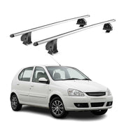Alu Dachträger für Tata Indica 2010-2018 TÜV T-Nut Abschließbar 2tlg Silber
