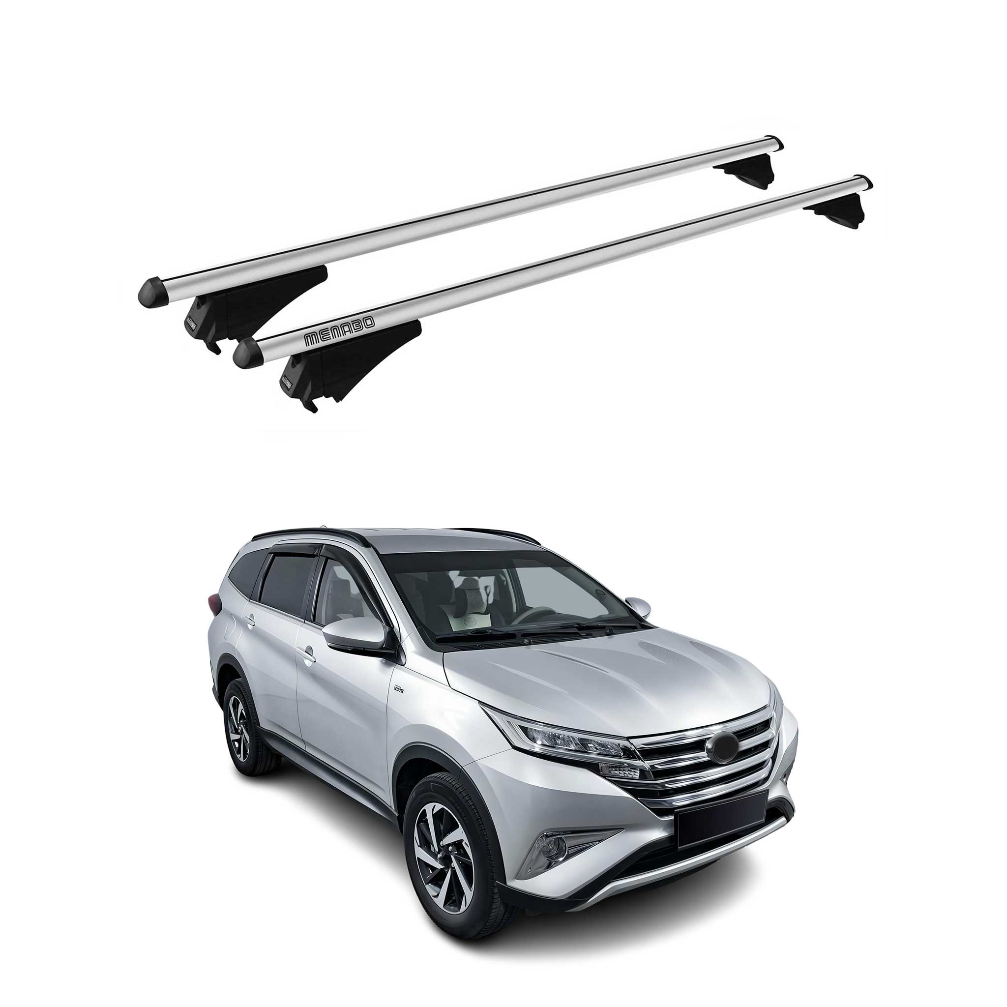Menabo Dachträger Grundtäger für Toyota Rush 2018-2026 75kg Alu Silber 2 tlg