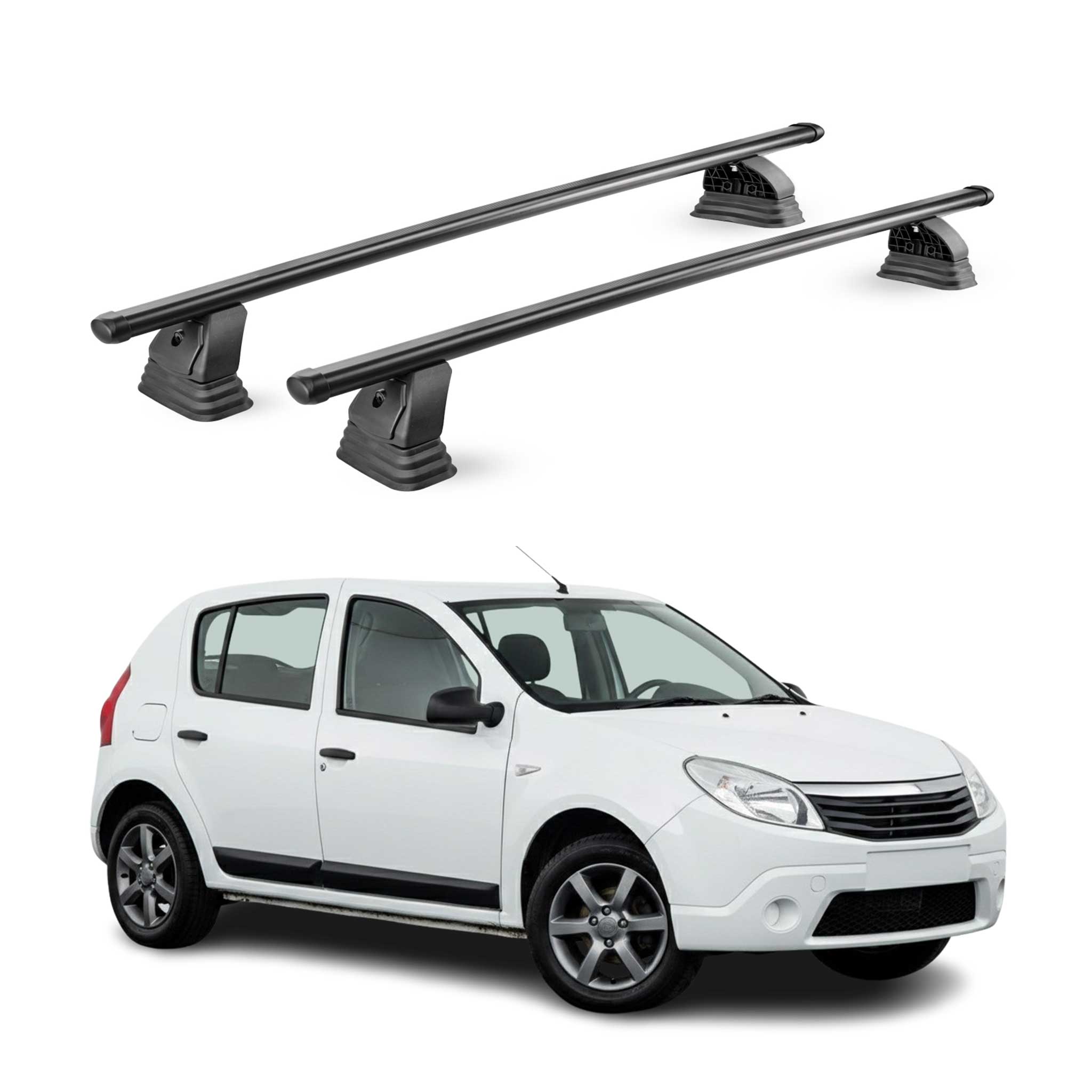 Stahl Dachträger für Dacia Sandero I 2008-2012 TÜV Abschließbar 2tlg Schwarz