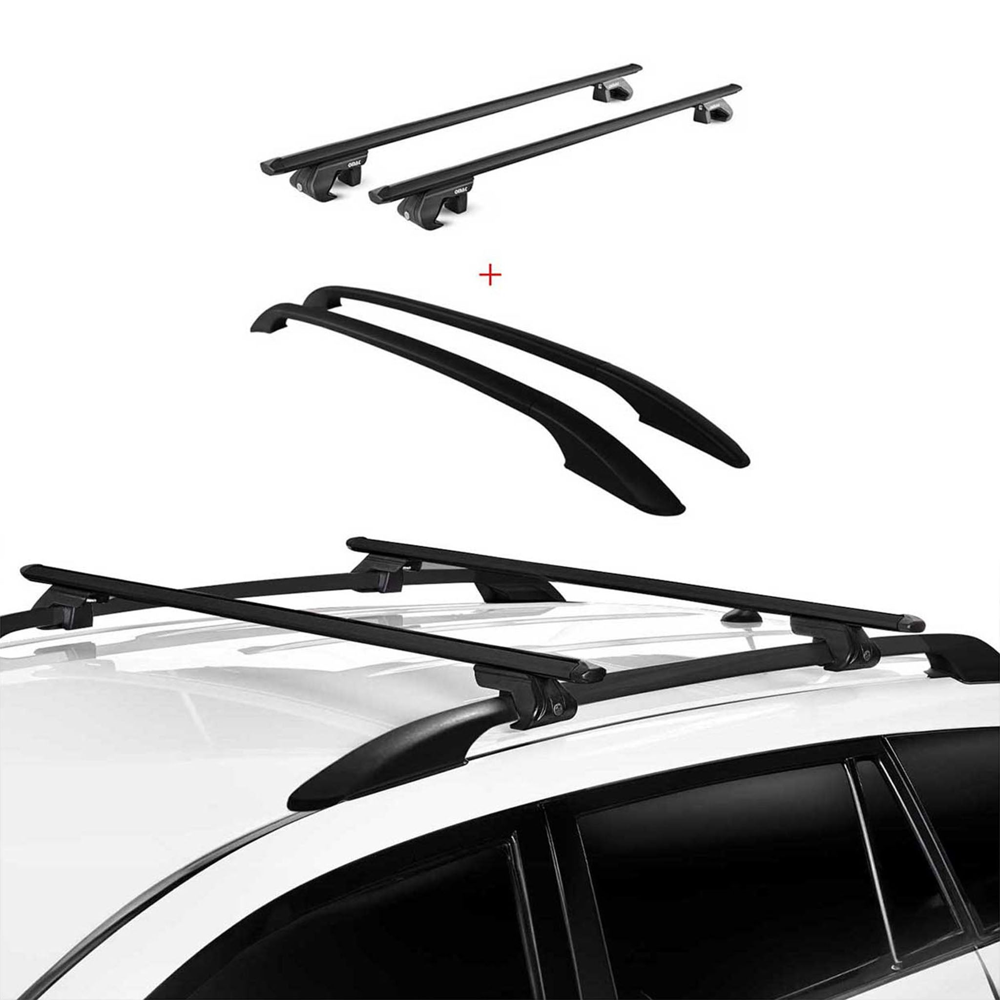 Dachreling + Dachträger Satz für Ford Kuga II 2012-2019 Alu Schwarz 4x