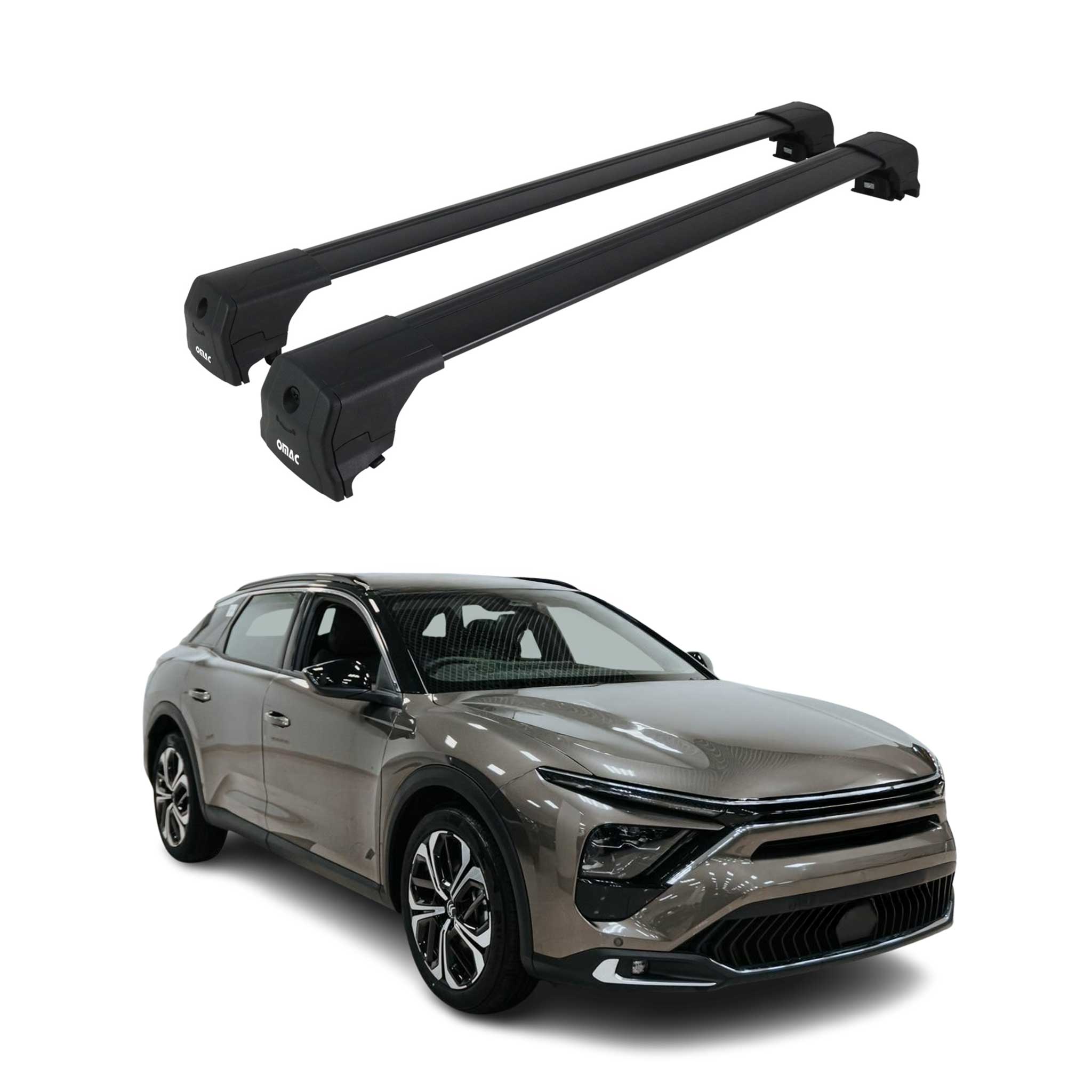 Dachträger Grundtäger für Citroen C5 X 2022-2026 75kg Aluminium Schwarz 2 tlg