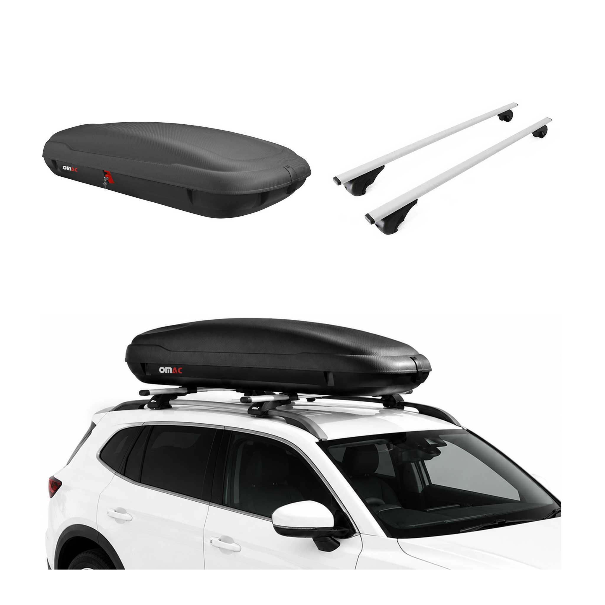 Carbonlook Dachbox 400L + Dachträger Seat Ateca 2016-2026 Silber Abschließbar