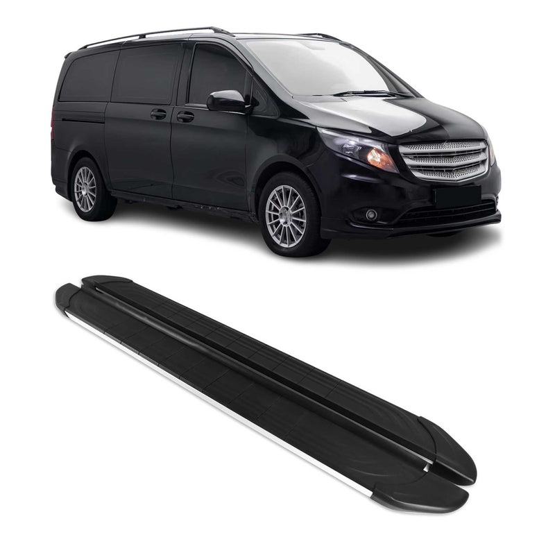 Trittbretter Seitenschweller für Mercedes Vito W447 2014-2025 L1 L2 Schwarz Alu
