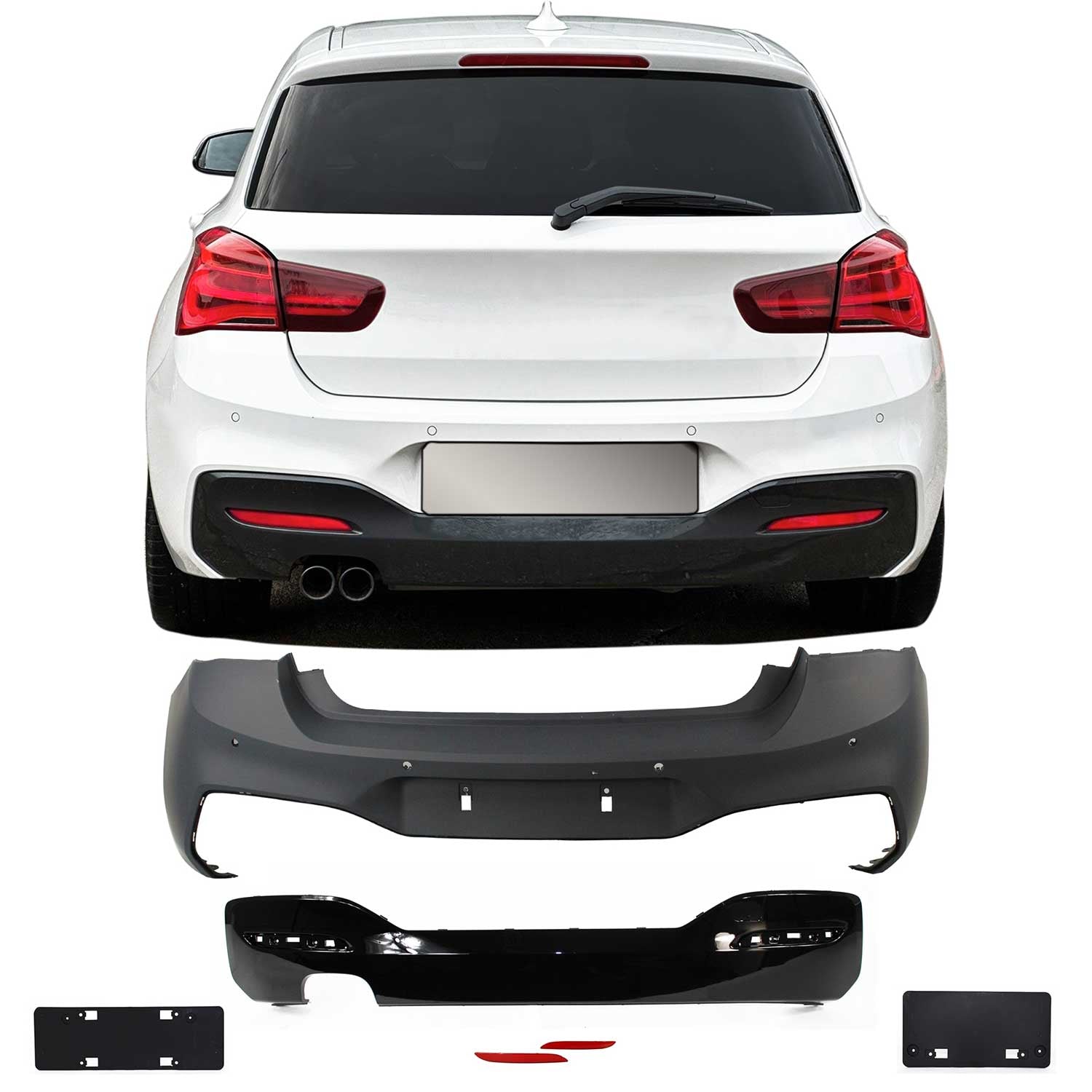JOM Stoßstangen Kit & Seitenschweller für BMW F20 LCI 5-türer 2015-2019 Schwarz