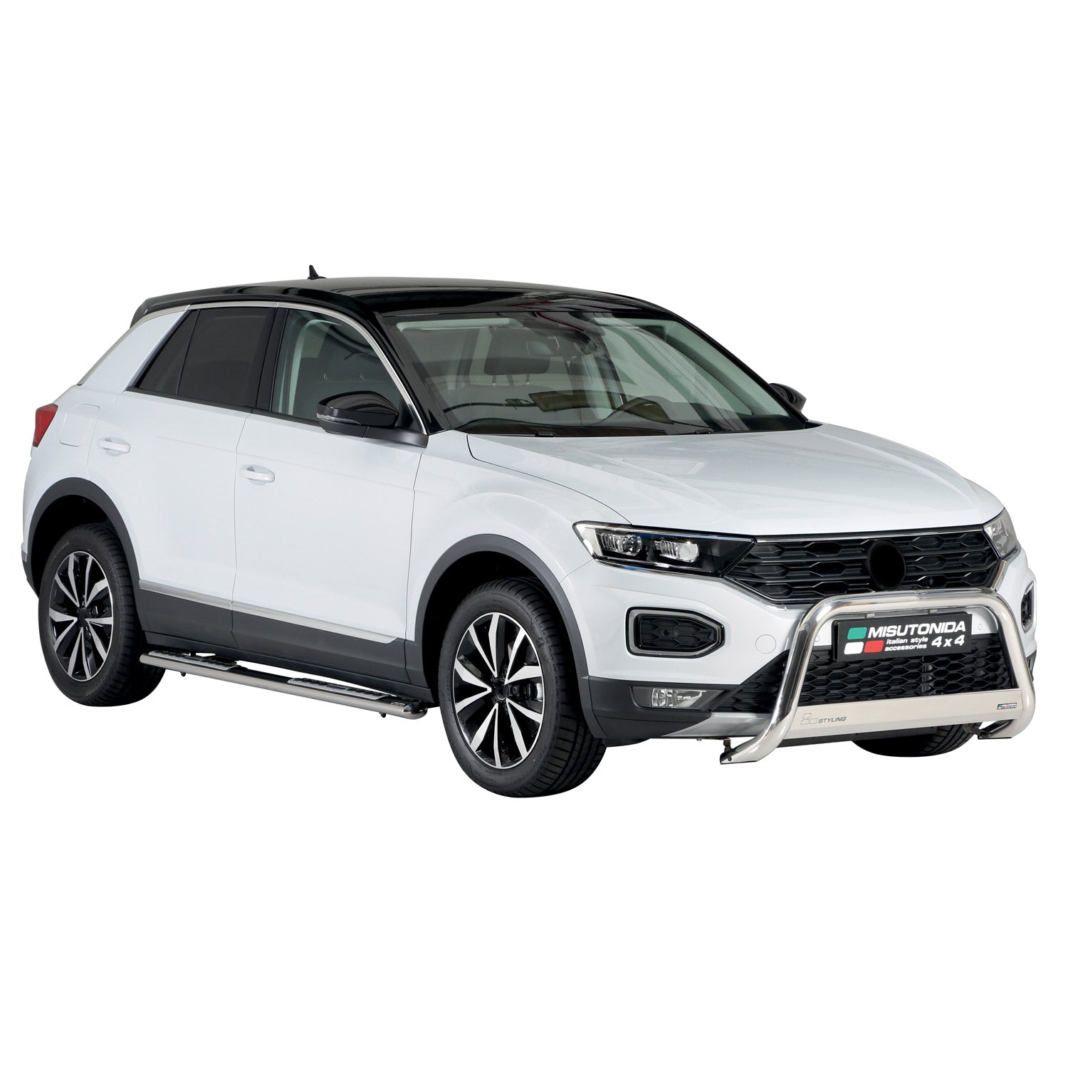 Edelstahl Seitenschweller Schwellerrohre für VW T-Roc 2017-2025 Edelstahl Silber