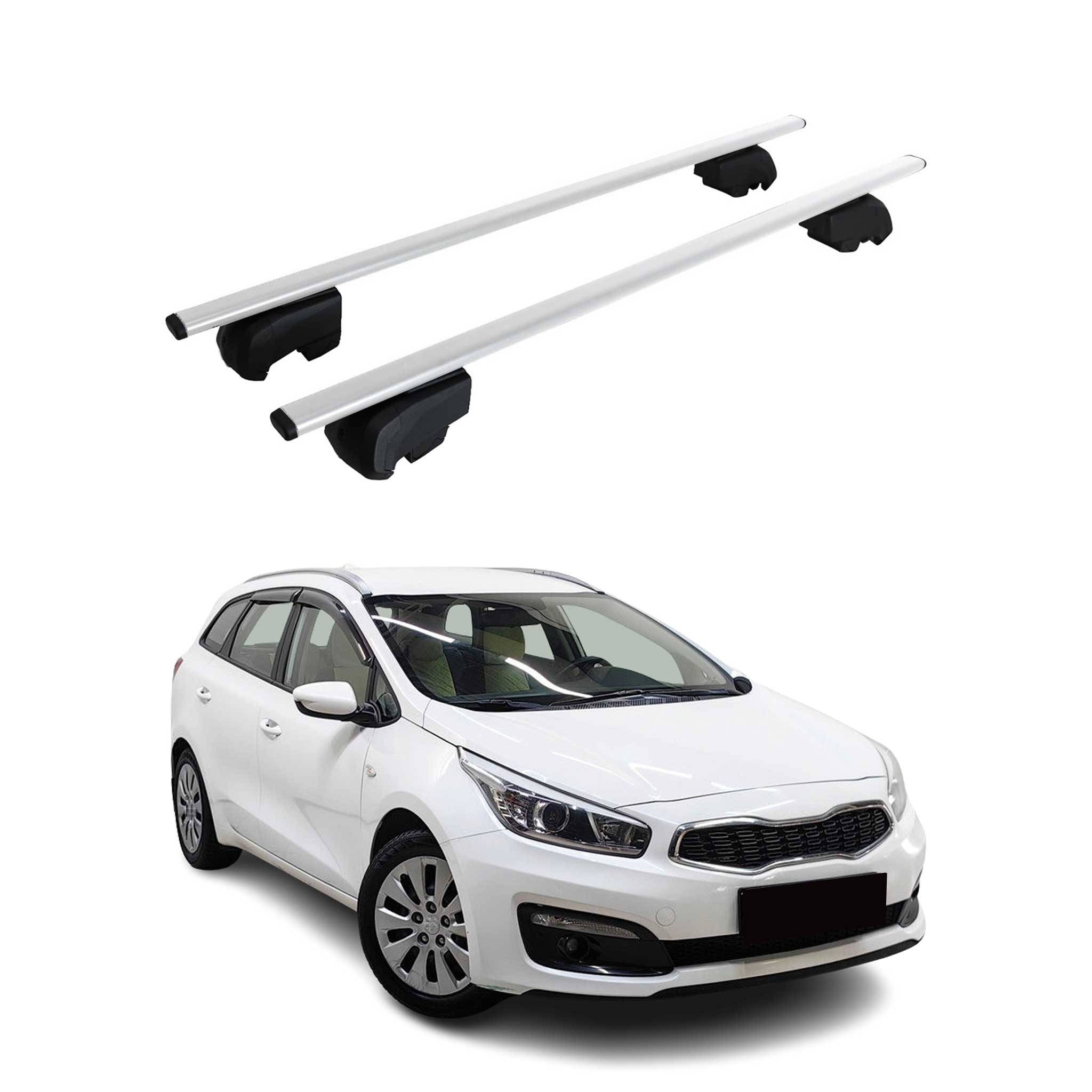 Dachträger Gepäckträger für Kia Cee'D JD 2012-2018 Grundträger ABE Silber 2x
