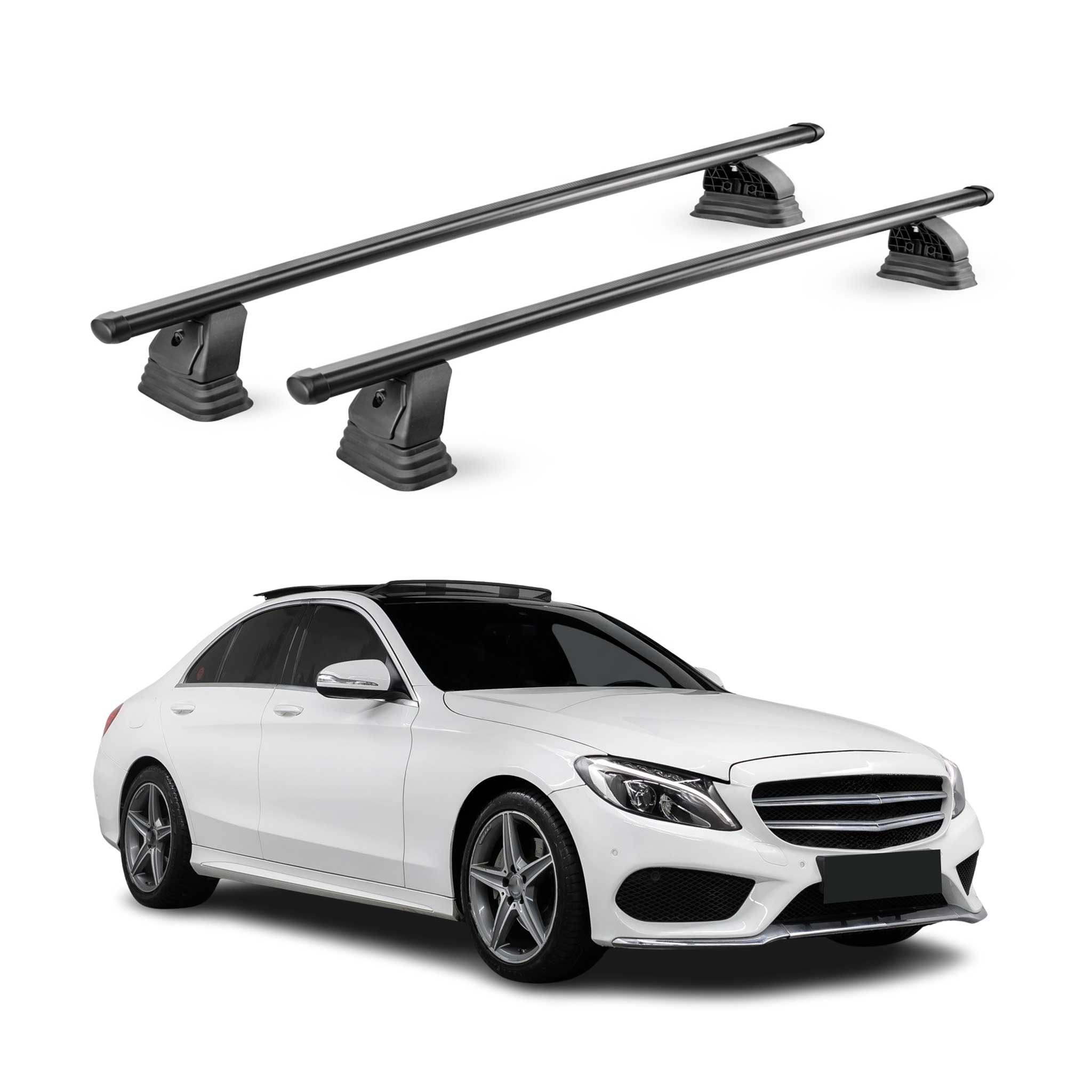 Stahl Dachträger für Mercedes C Klasse W205 2015-2021 TÜV 75 kg 2tlg Schwarz