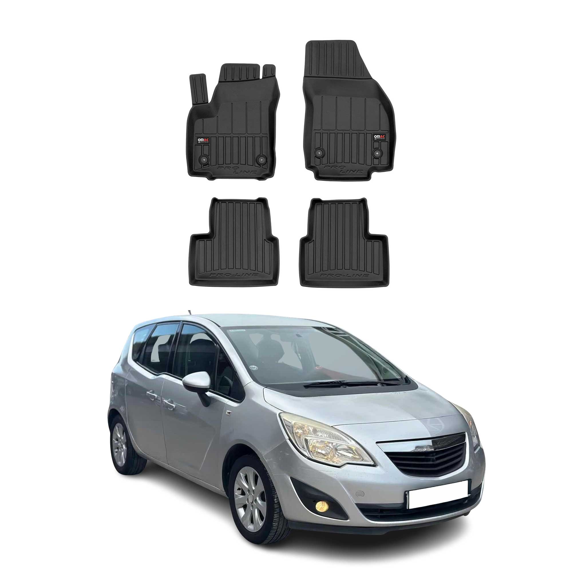 OMAC Gummi Fußmatten für Opel Meriva B 2010-2017 Premium TPE Automatten 4tlg