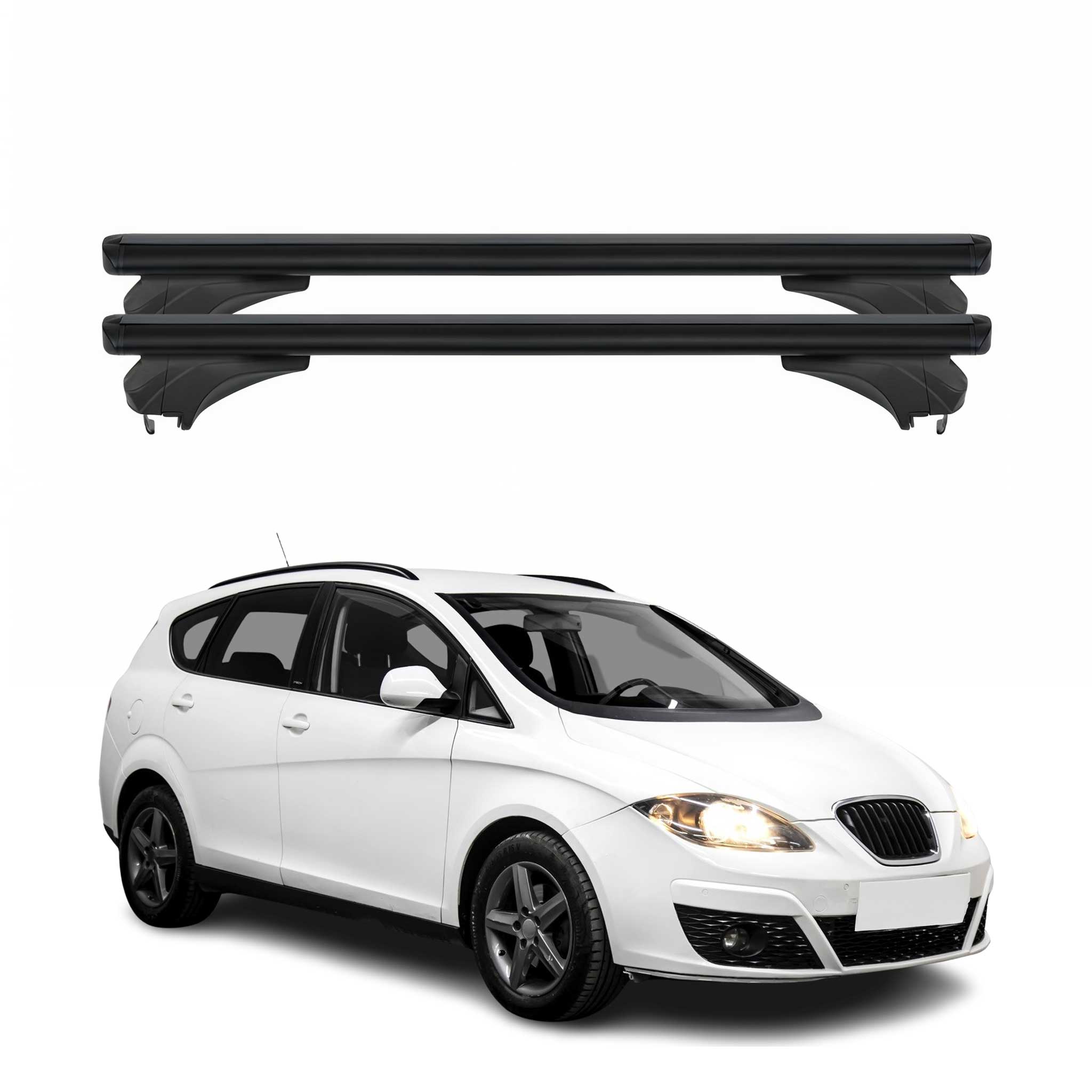 Menabo Dachträger Grundtäger für Seat Altea XL 2009-2015 FL Aluminium Schwarz 2x