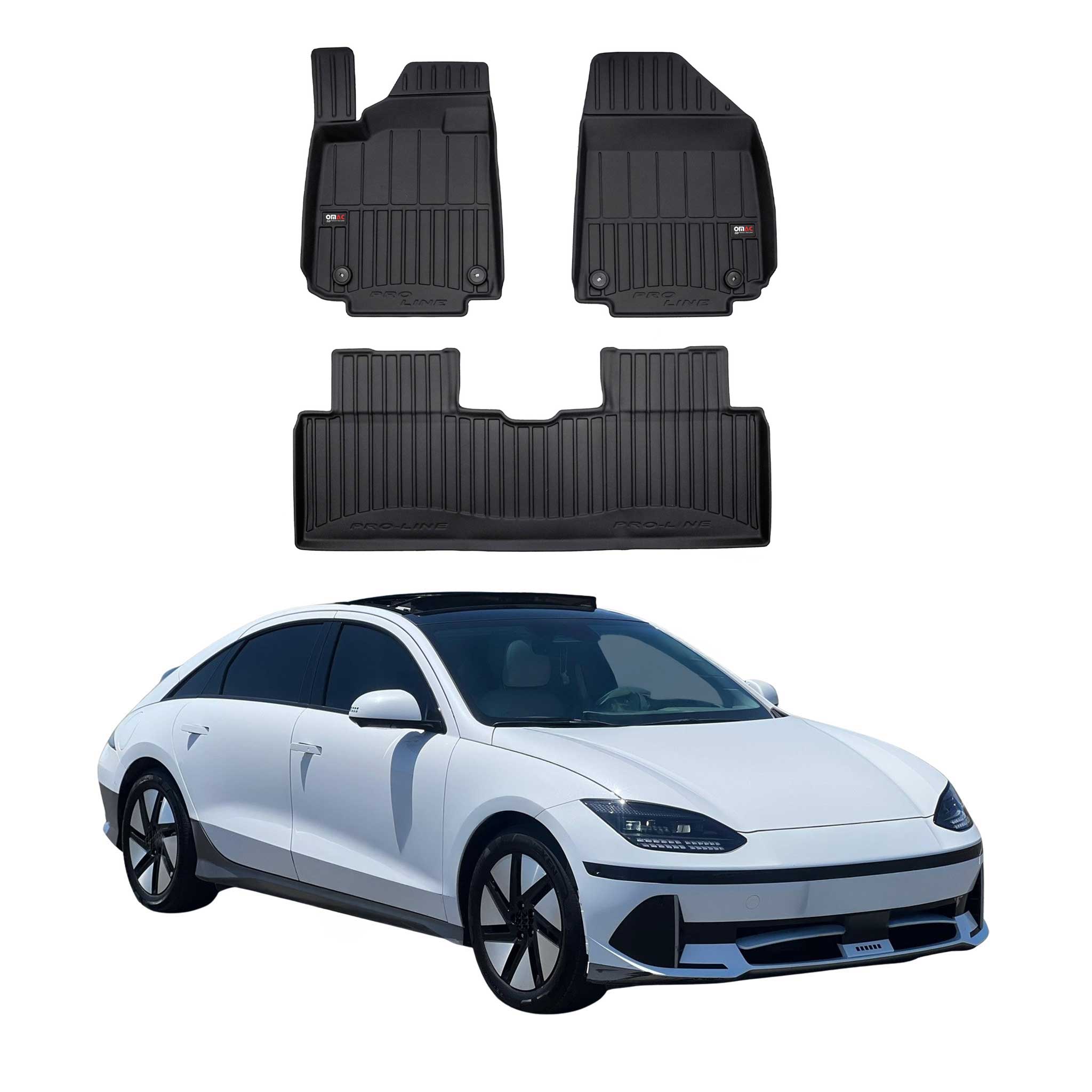 Fußmatten Gummimatten für Hyundai Ioniq 6 2022-2026 OMAC Premium Schwarz TPE 3x