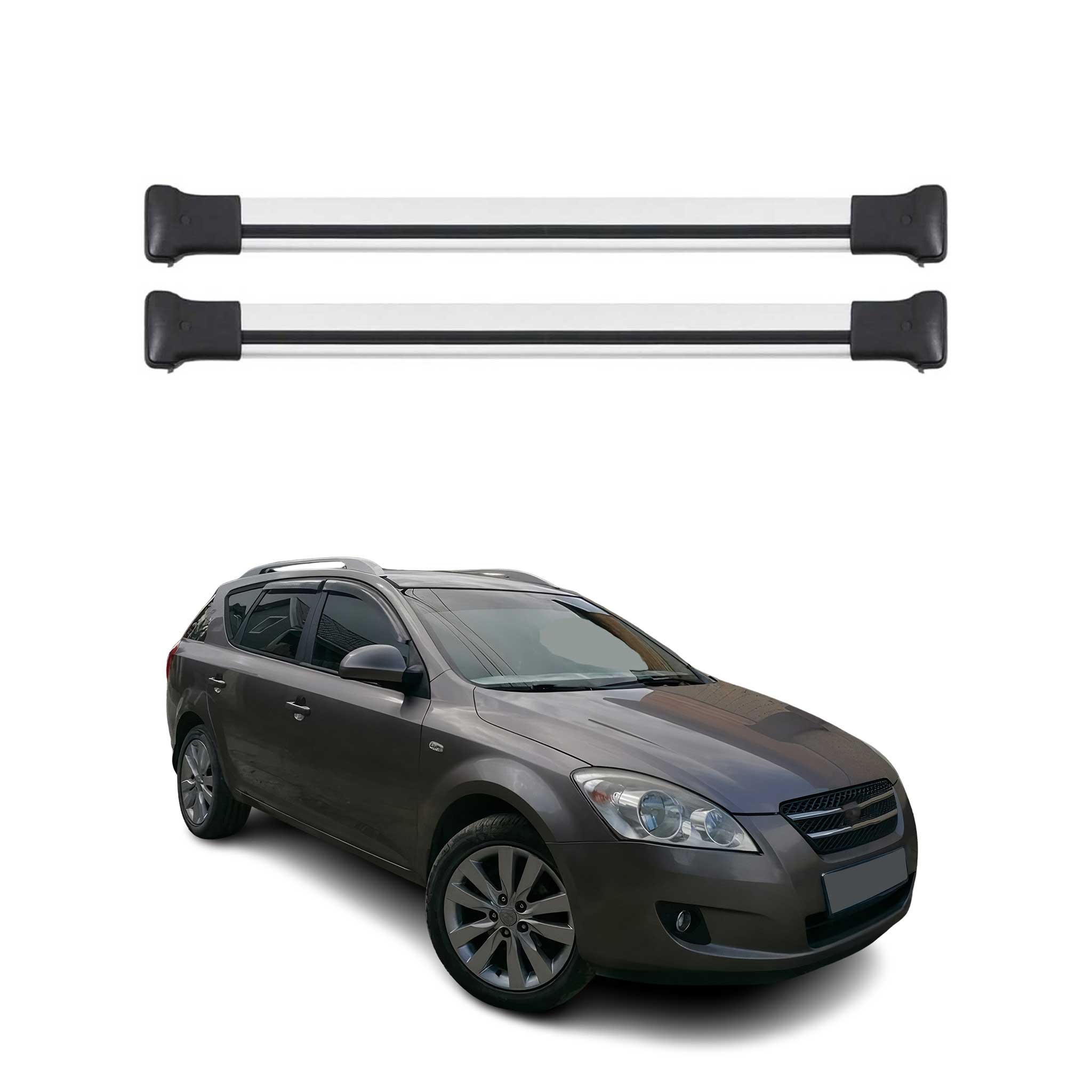 Dachträger Grundtäger für Kia Ceed ED Kombi 2006-2012 75kg Alu Silber 2 tlg