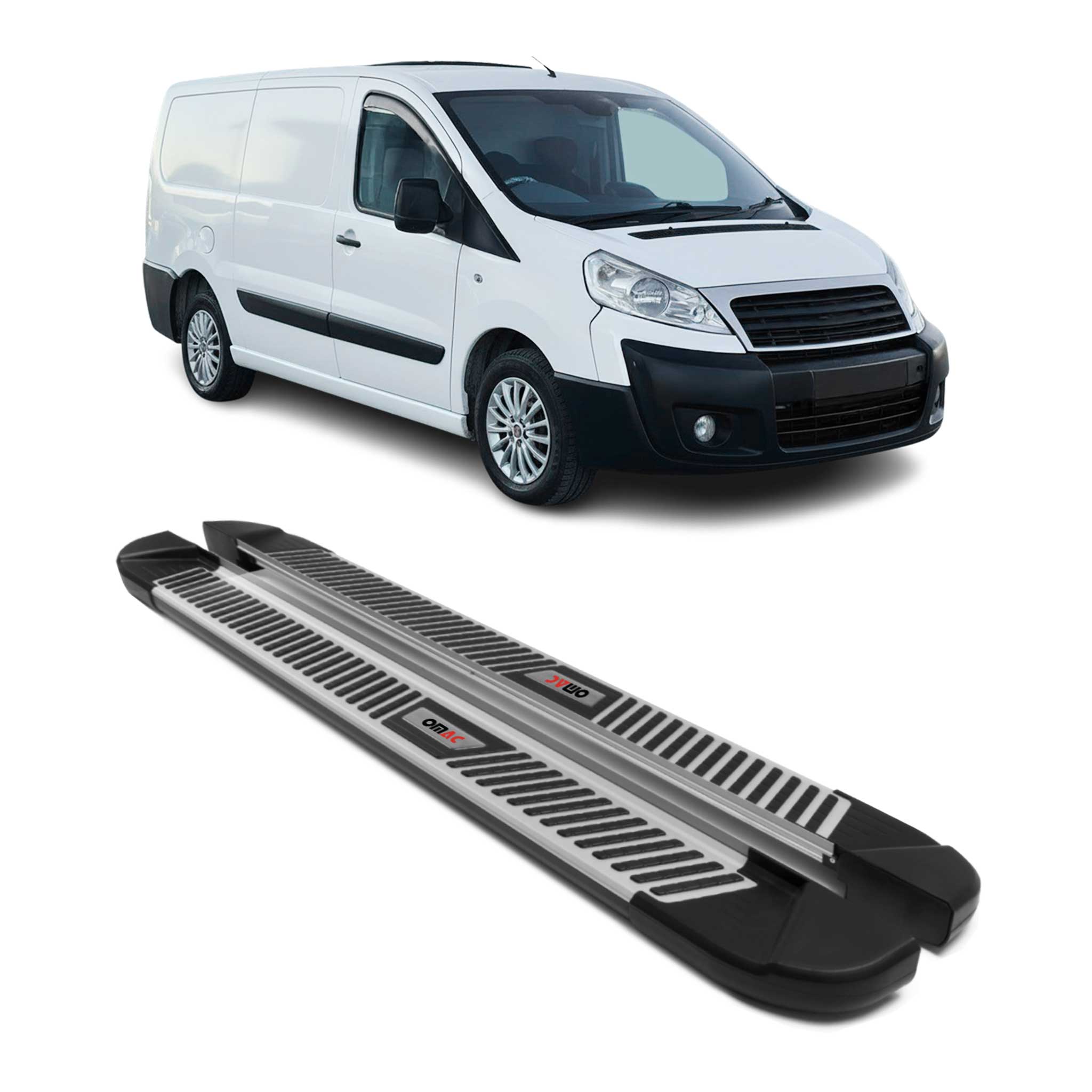 Trittbretter Seitenbretter für Fiat Scudo L2 Langer 2007-2016 Alu Schwarz