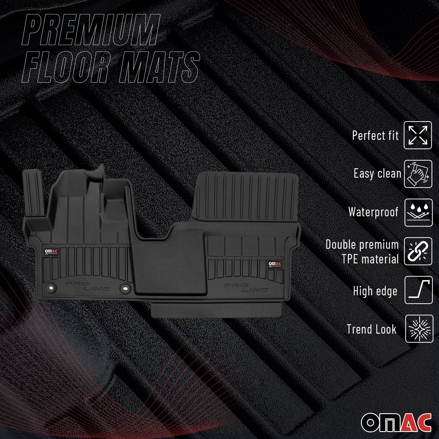 OMAC Gummi Fußmatten für Peugeot Expert 2016-2026 Premium TPE Automatten 1tlg